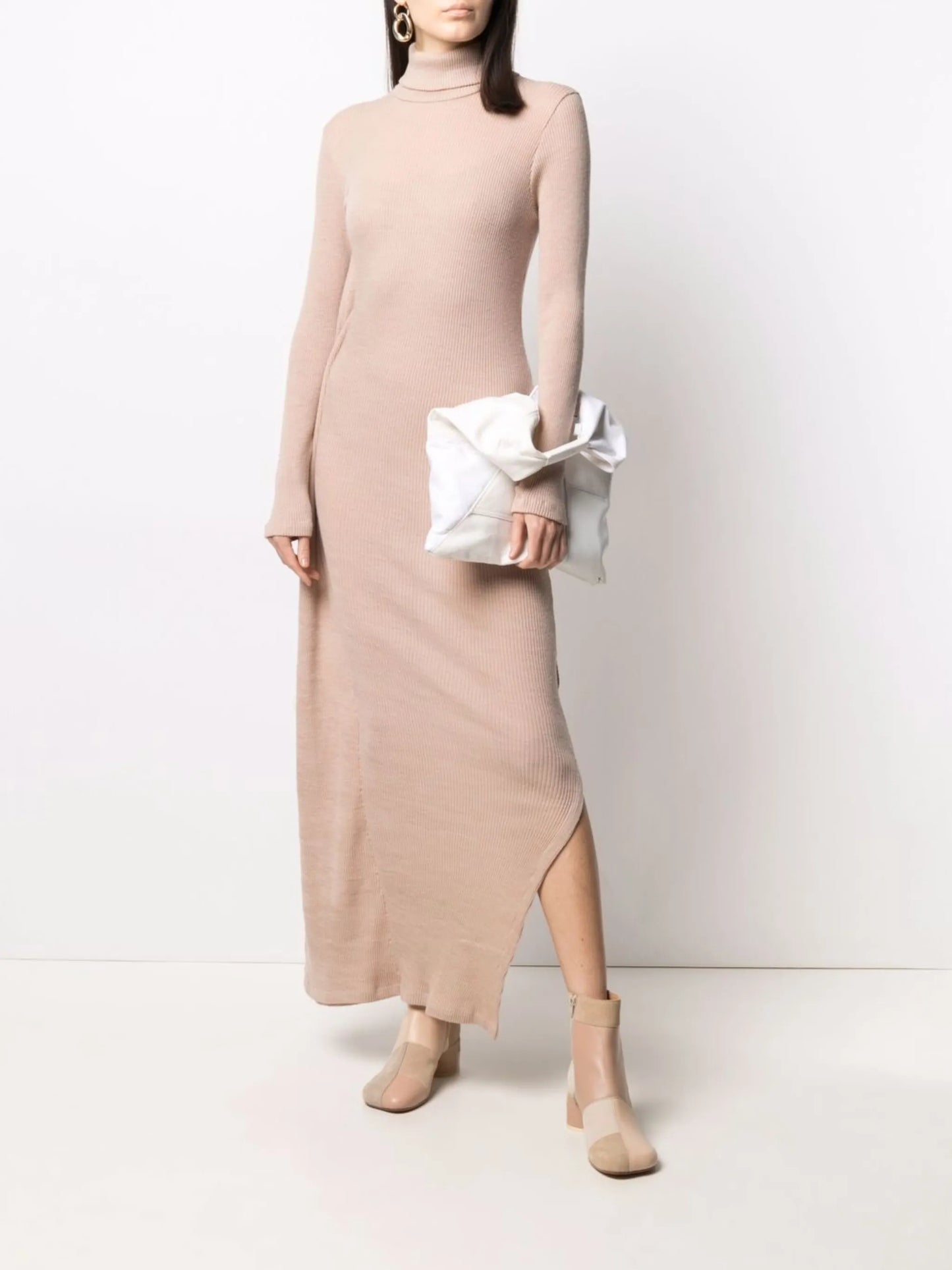 roll neck knitted maxi dress