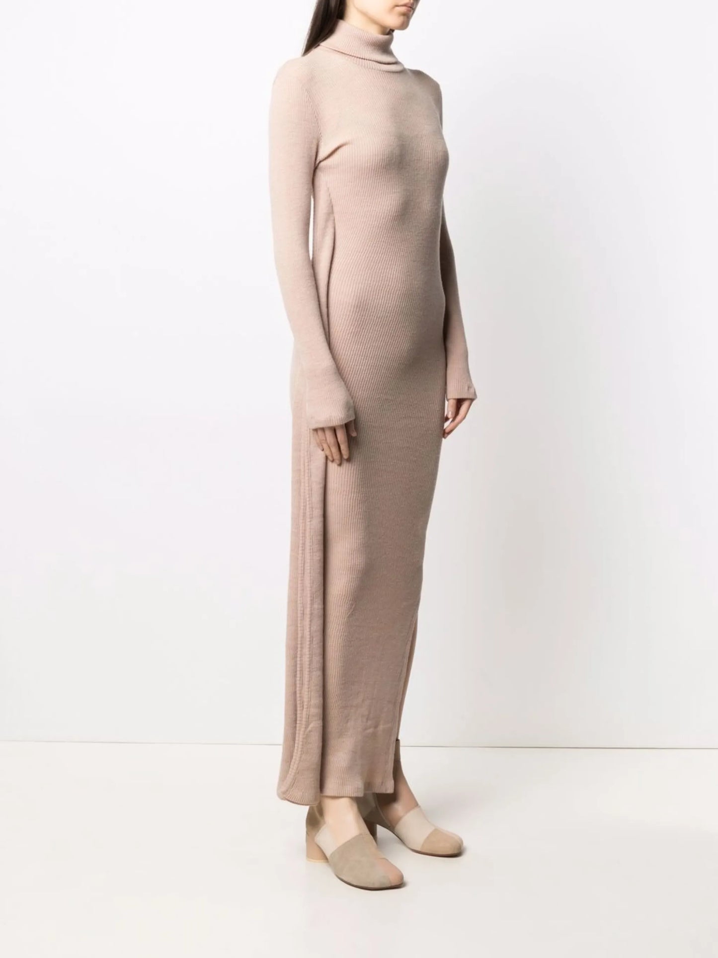 roll neck knitted maxi dress