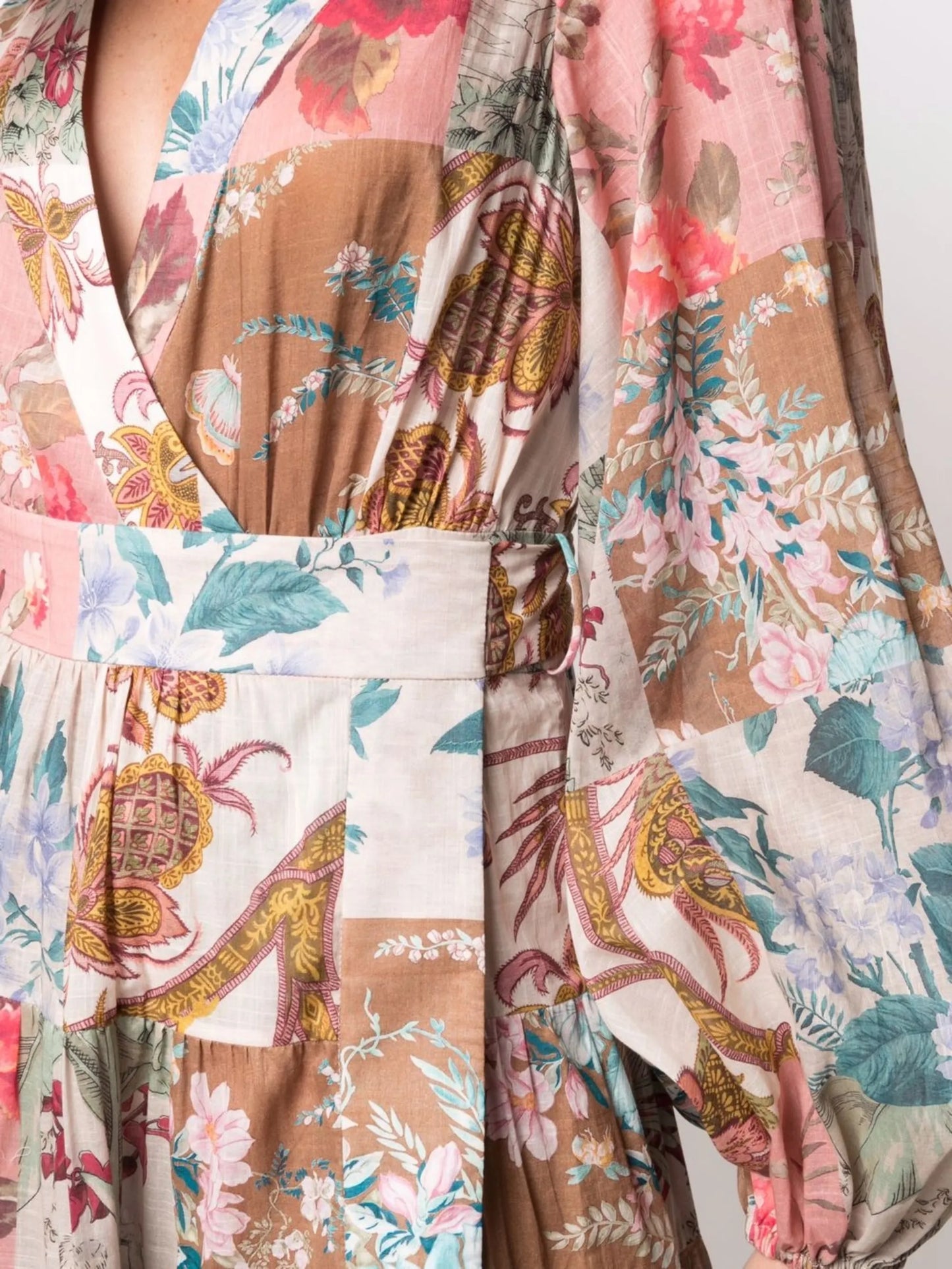 Cassia patchwork-print midi dress