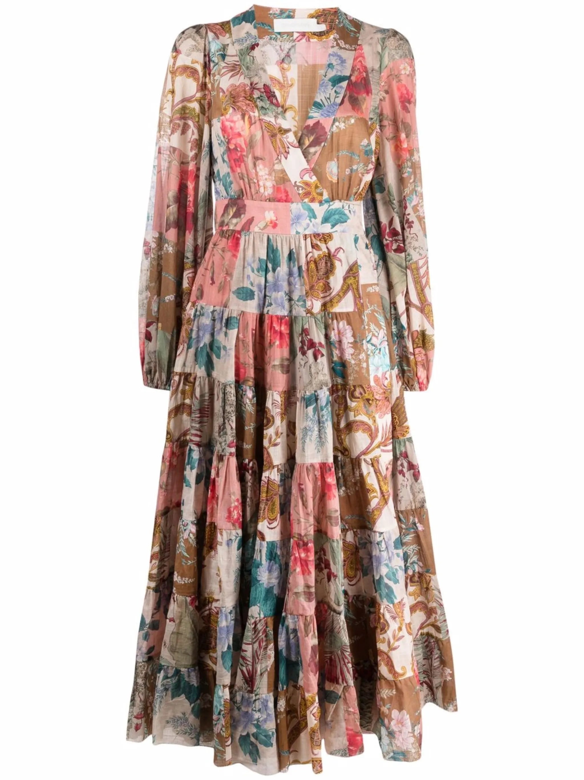 Cassia patchwork-print midi dress