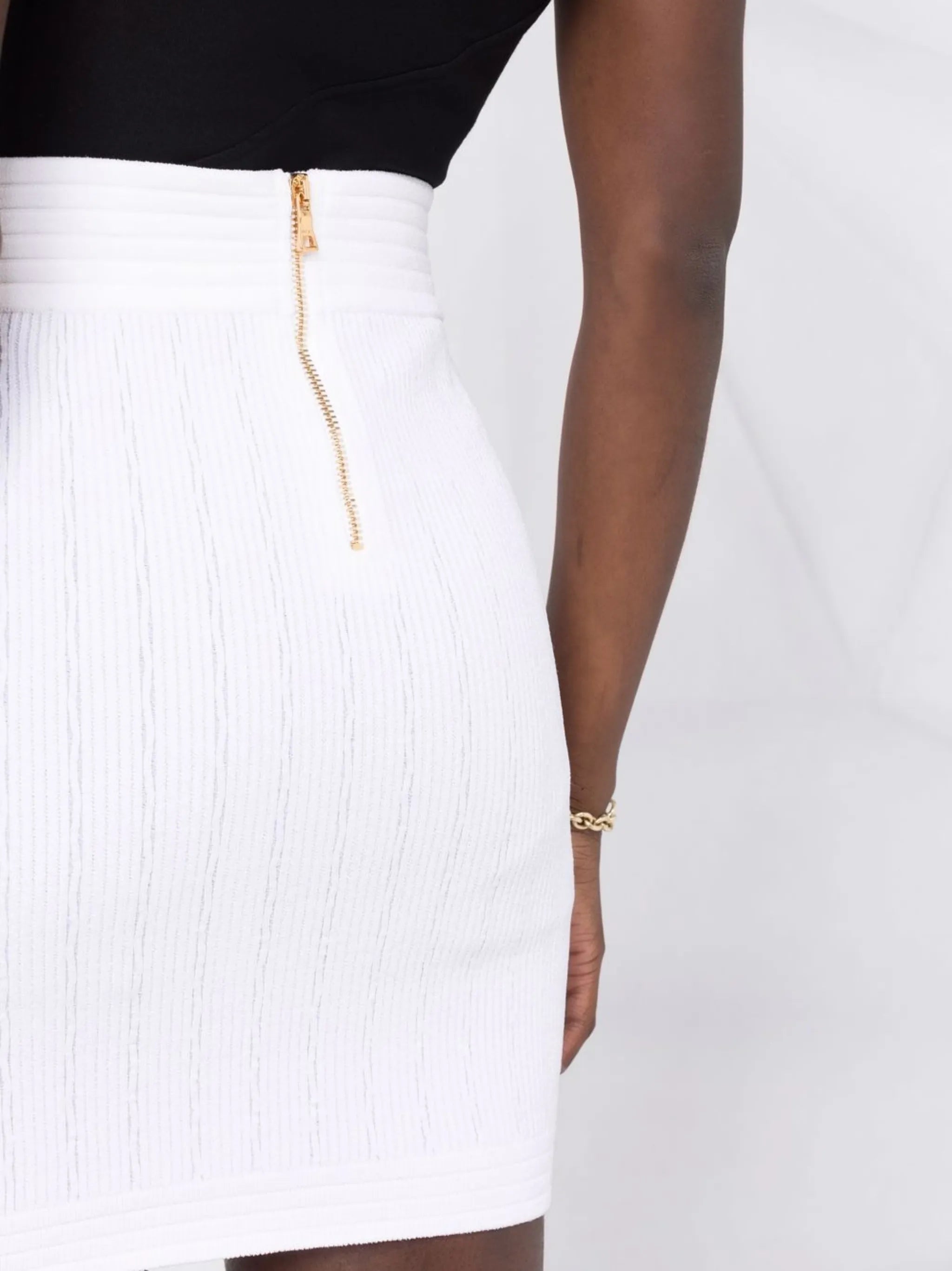 double-breasted buttoned knitted skirt