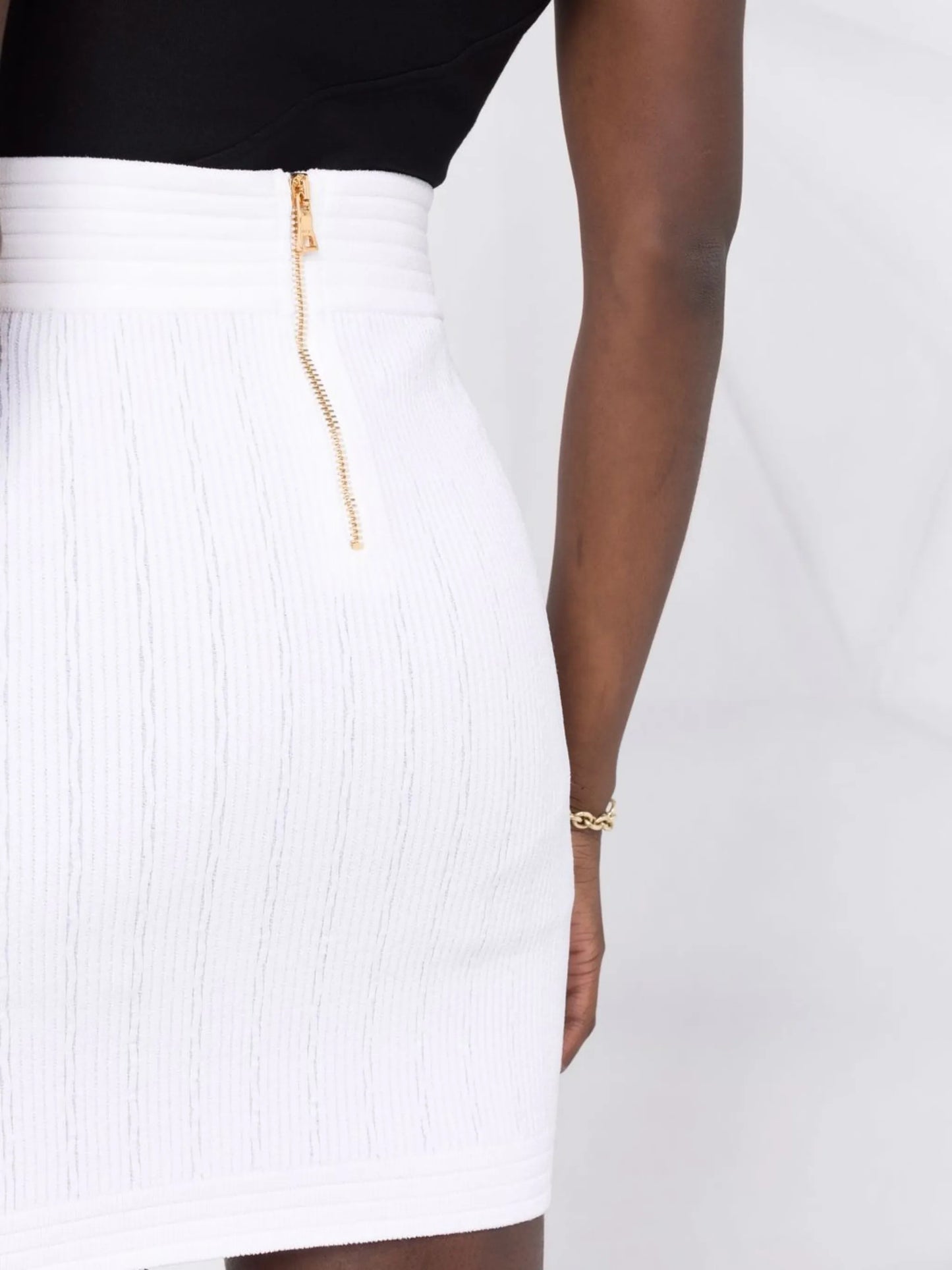 double-breasted buttoned knitted skirt