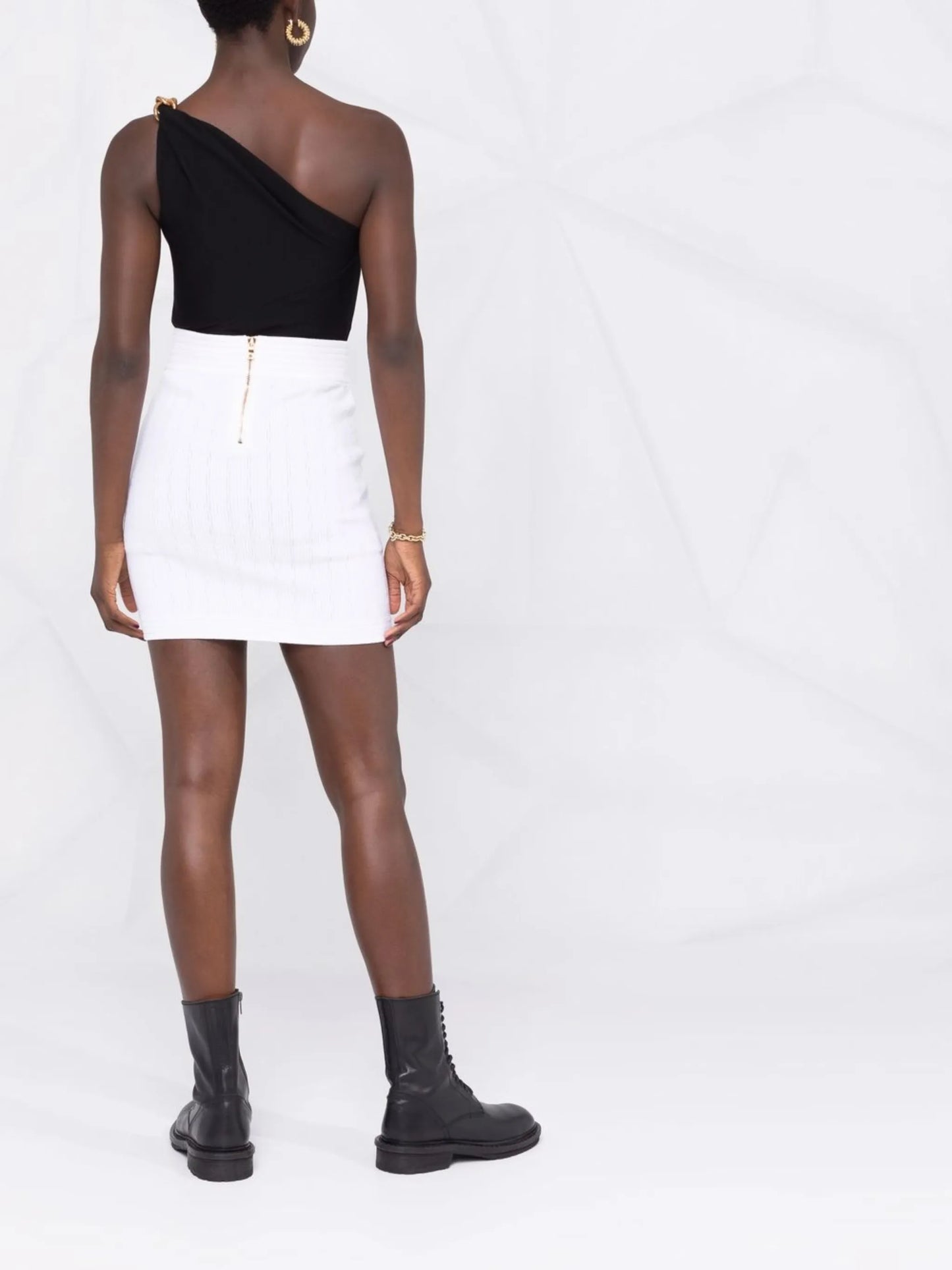double-breasted buttoned knitted skirt