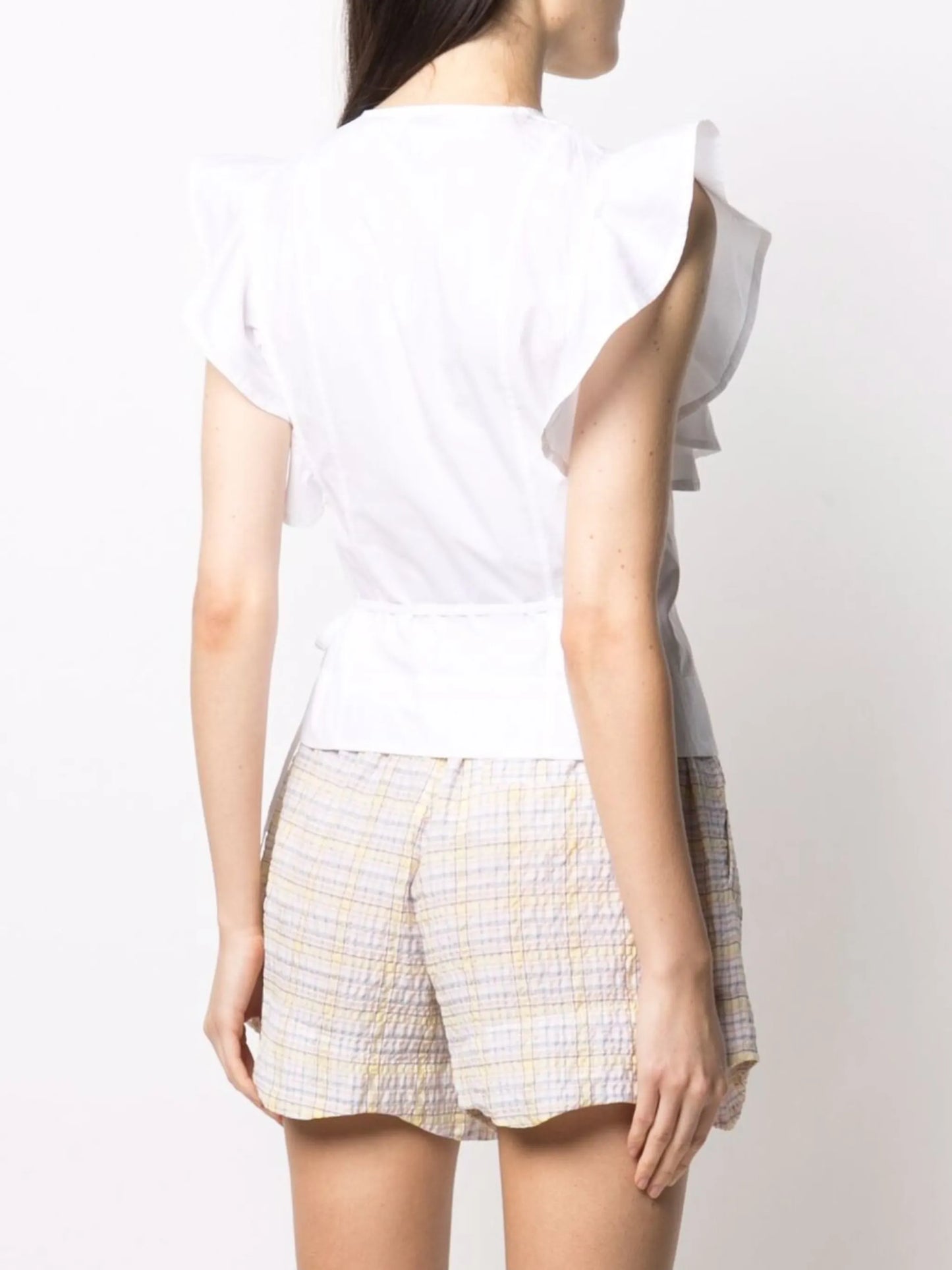 ruffled-sleeve wrap top