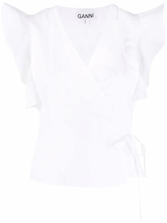 ruffled-sleeve wrap top