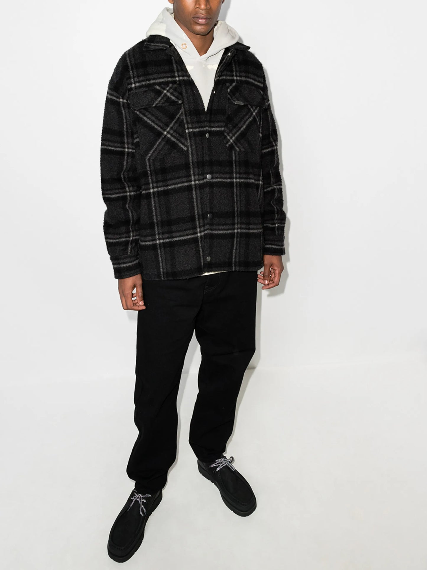 checked buttoned overshirt