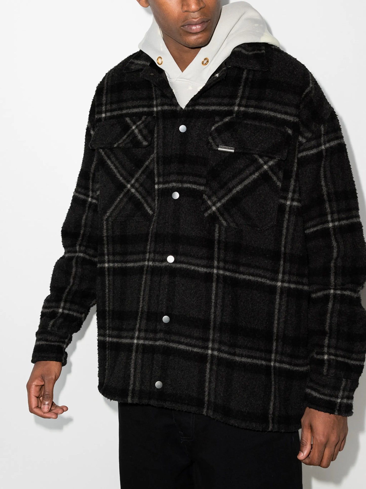 checked buttoned overshirt