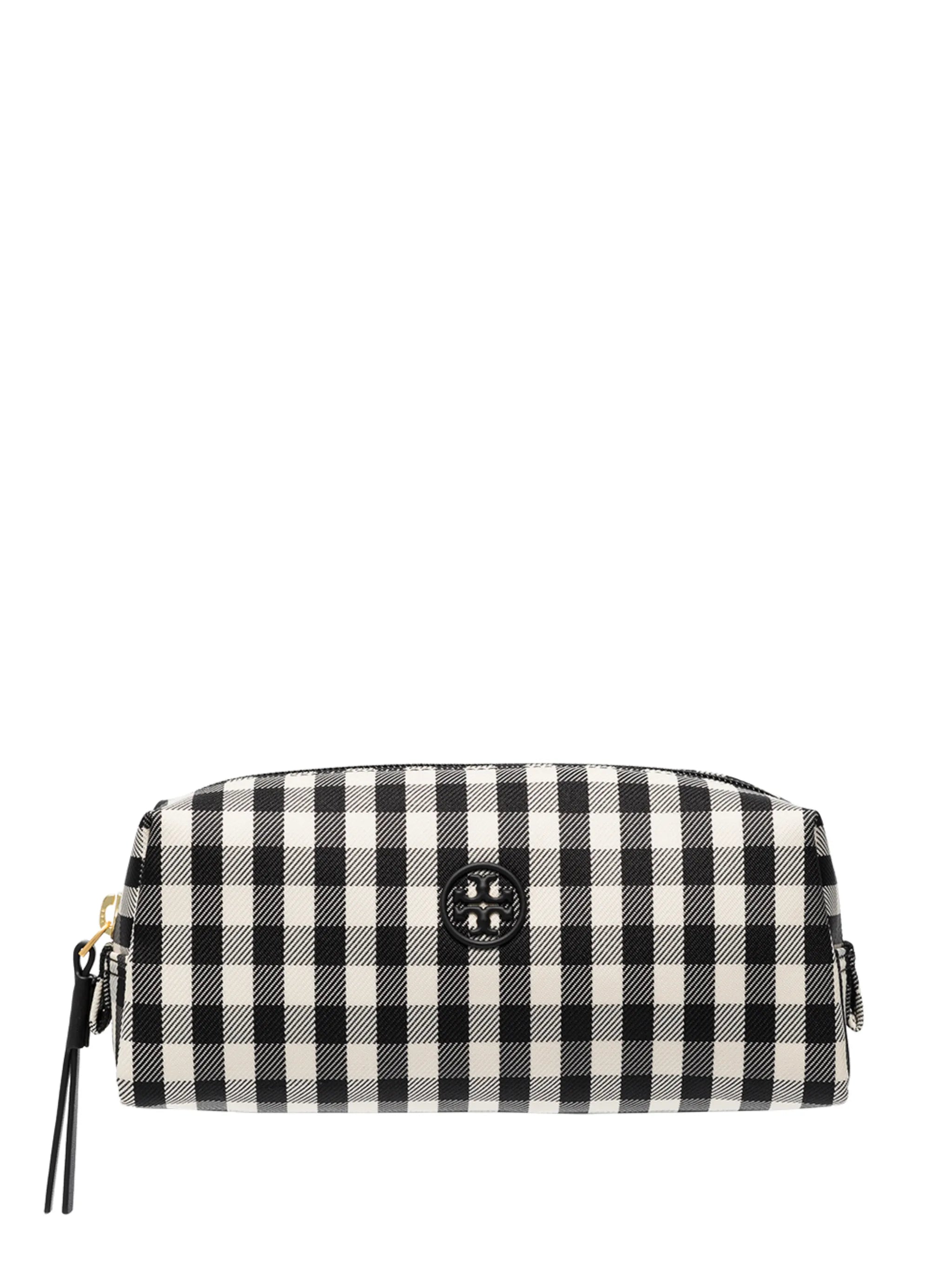 gingham canvas makeup bag