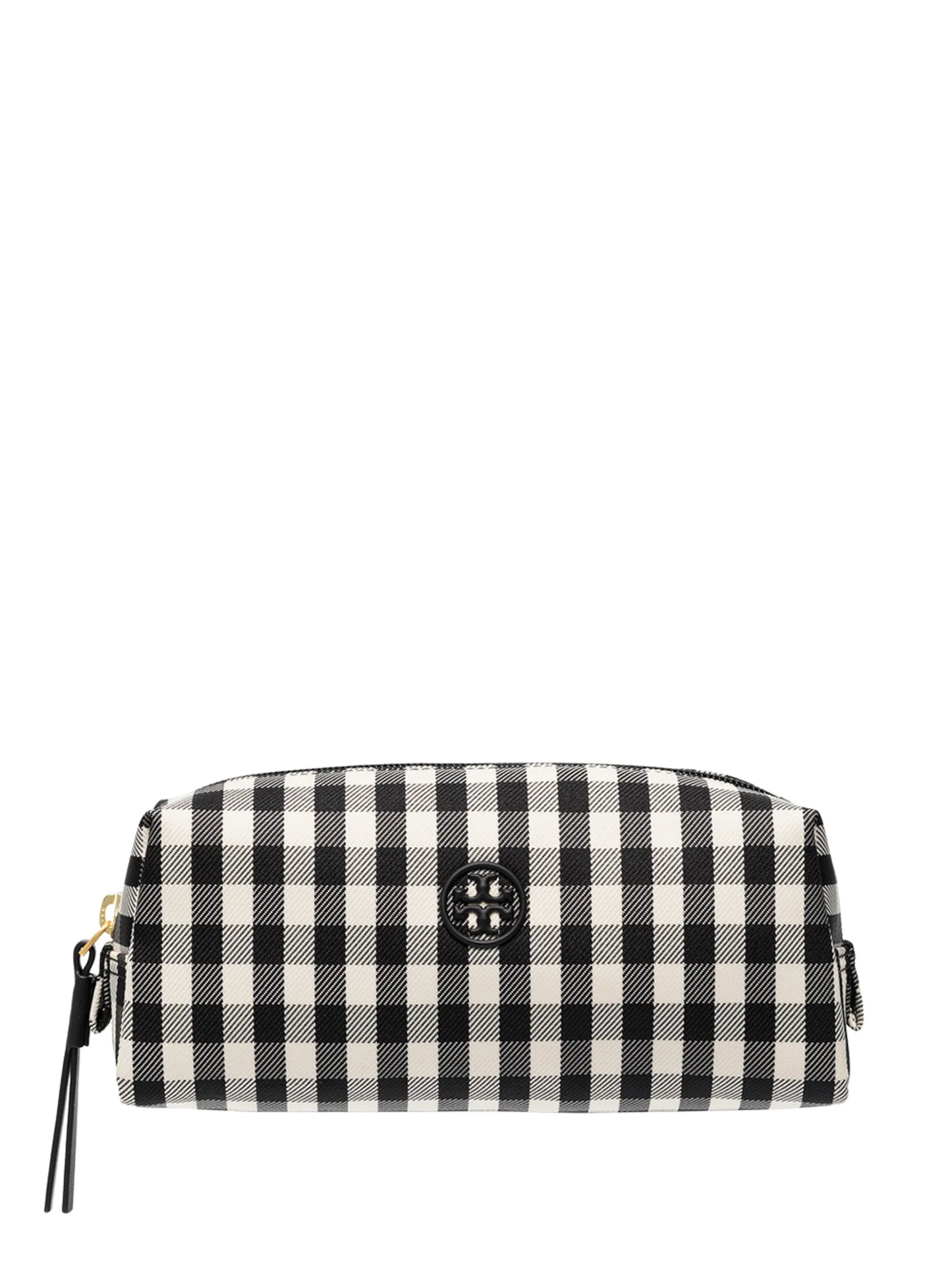 gingham canvas makeup bag