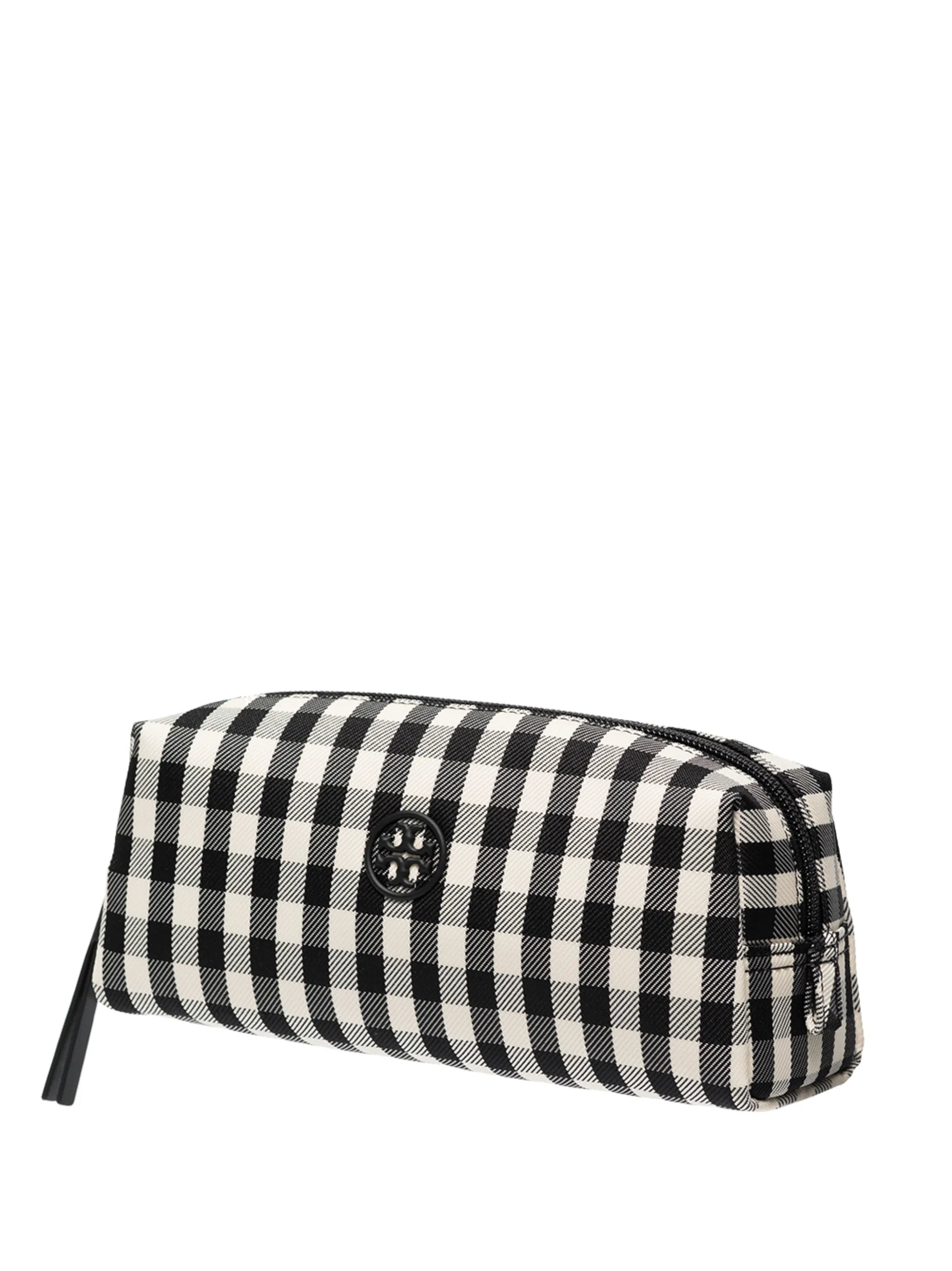 gingham canvas makeup bag