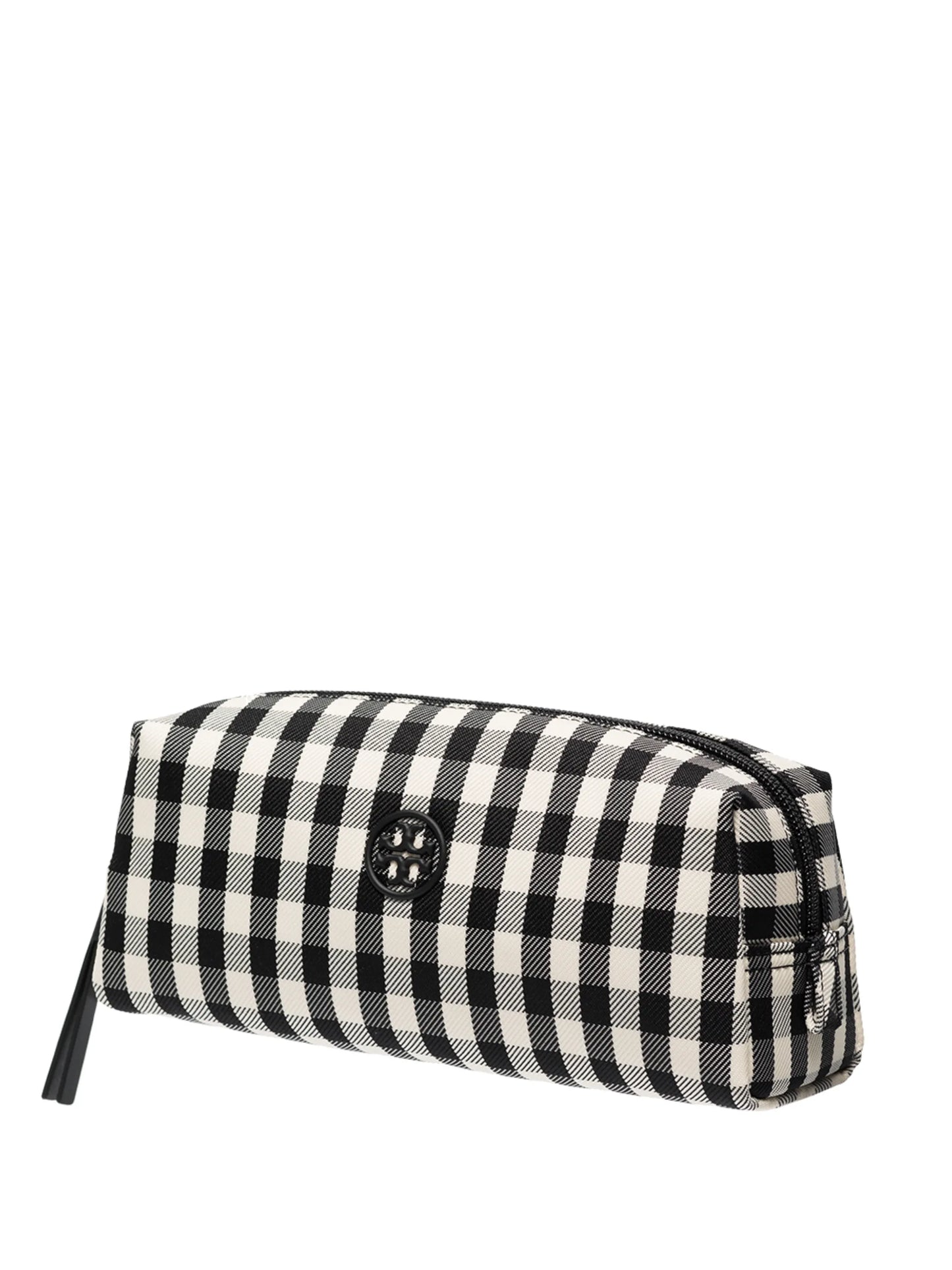 gingham canvas makeup bag