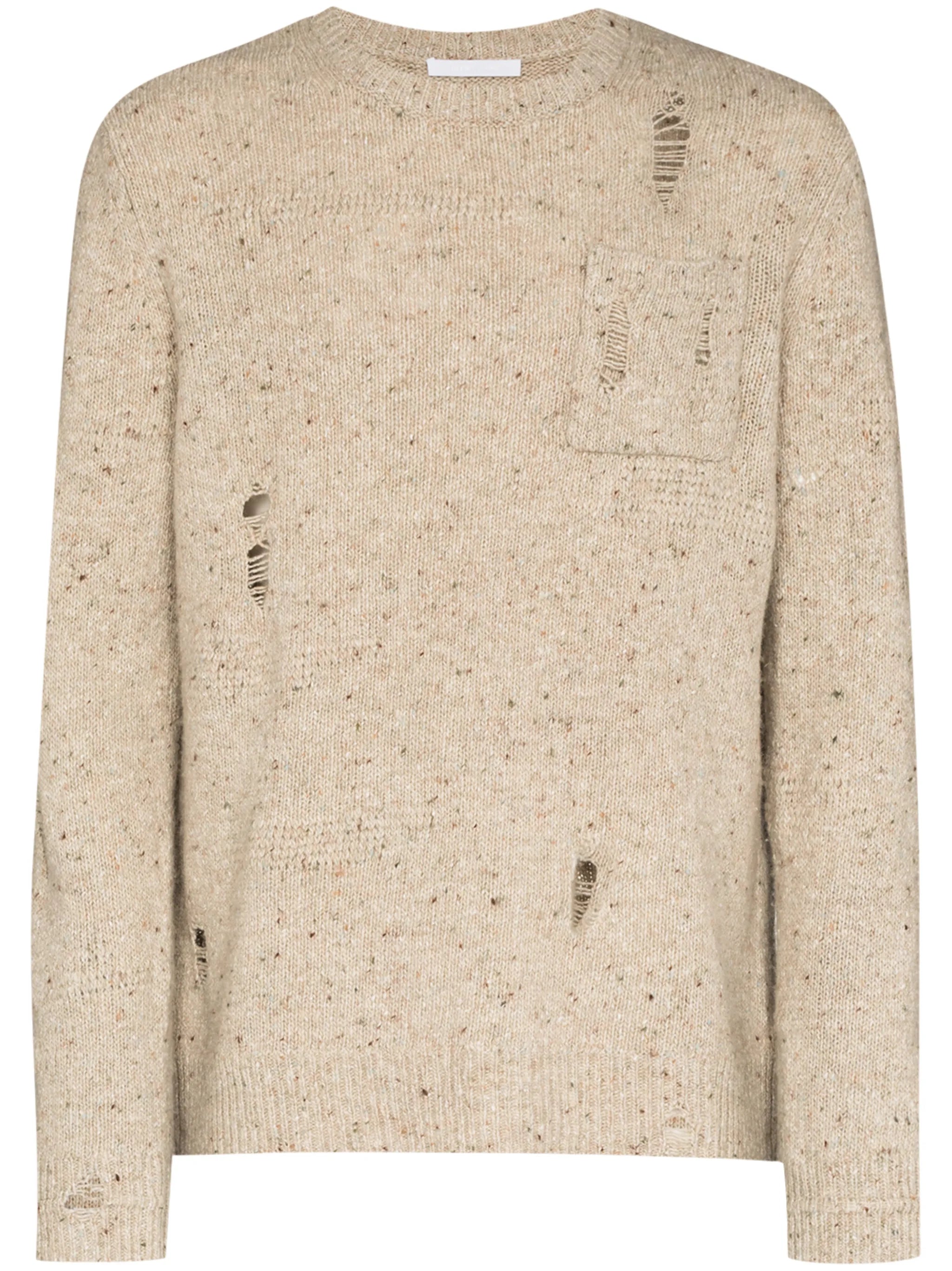 distressed crewneck knitted jumper