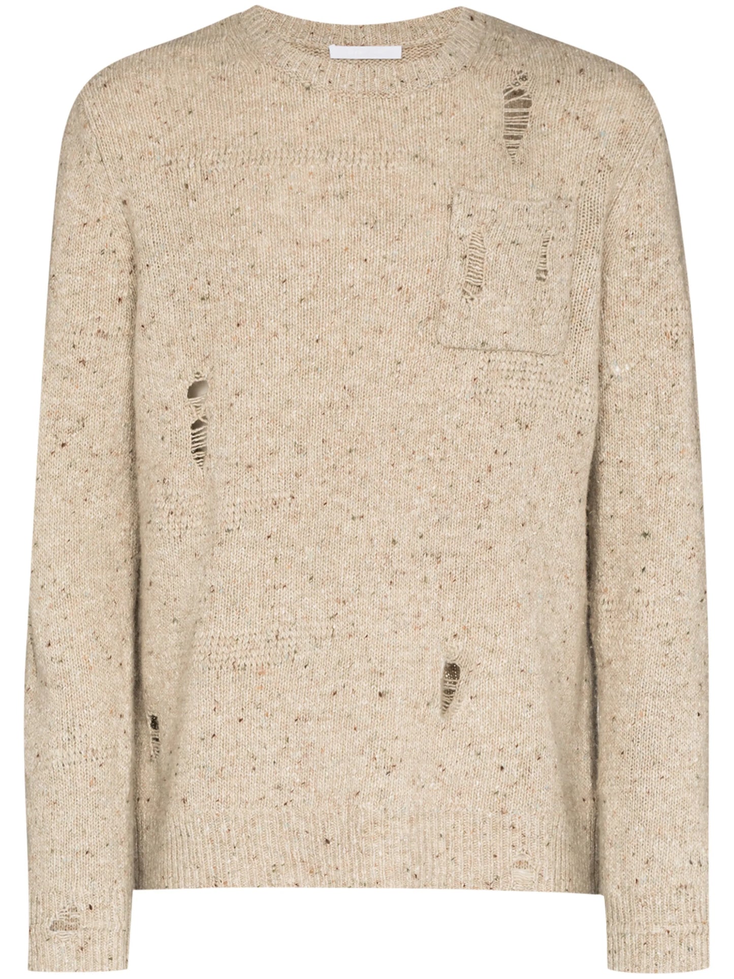 distressed crewneck knitted jumper