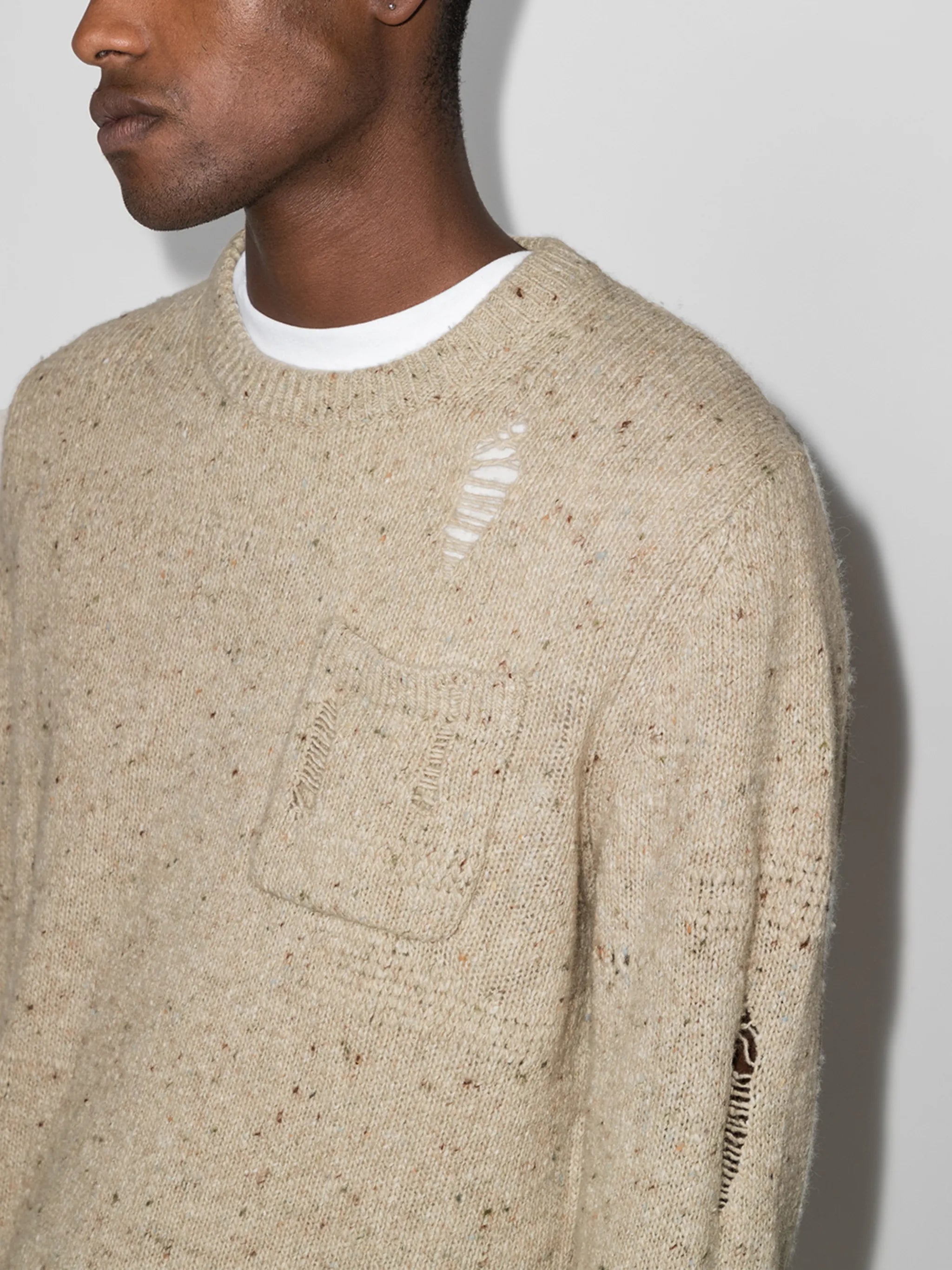 distressed crewneck knitted jumper