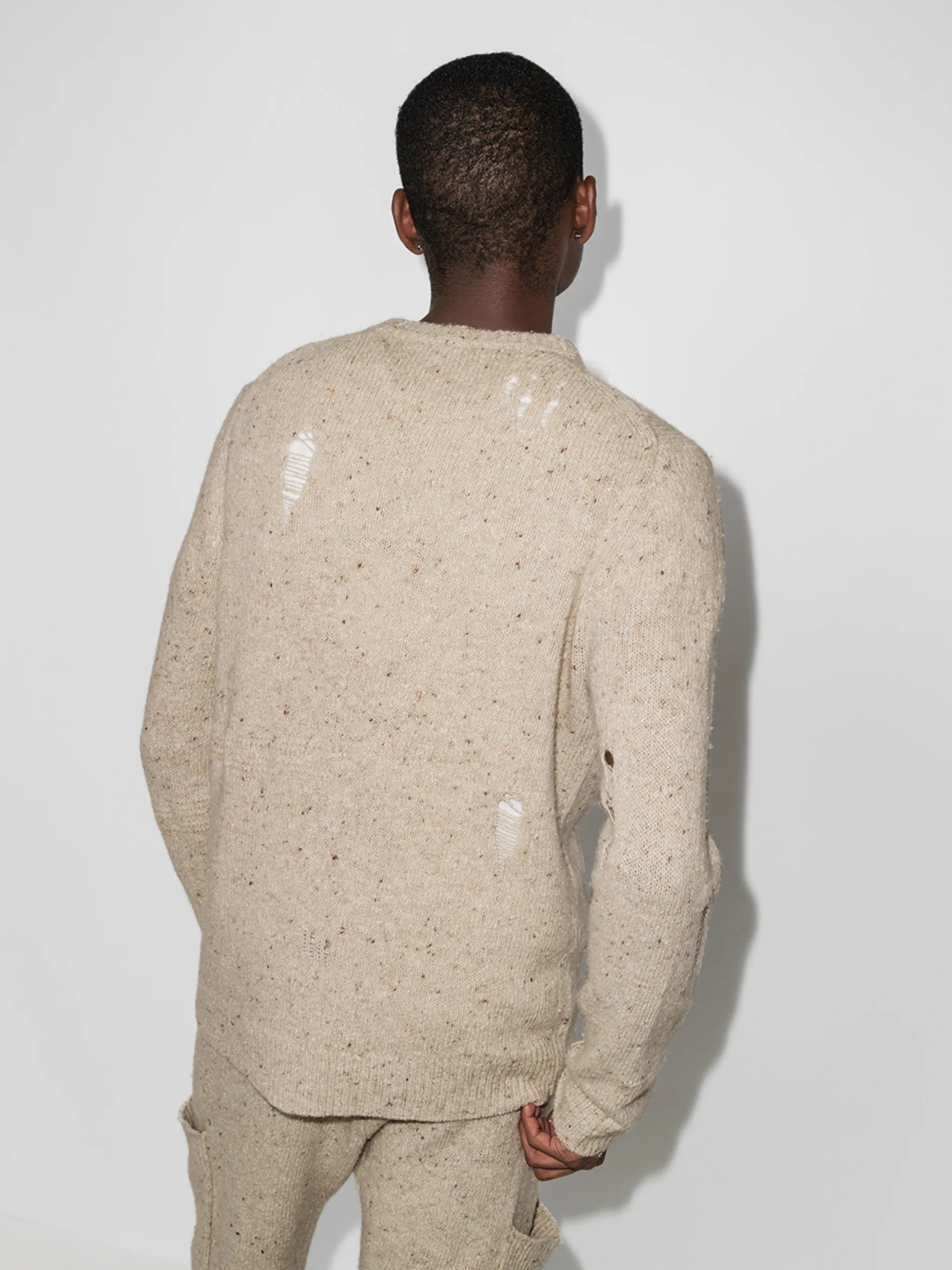 distressed crewneck knitted jumper