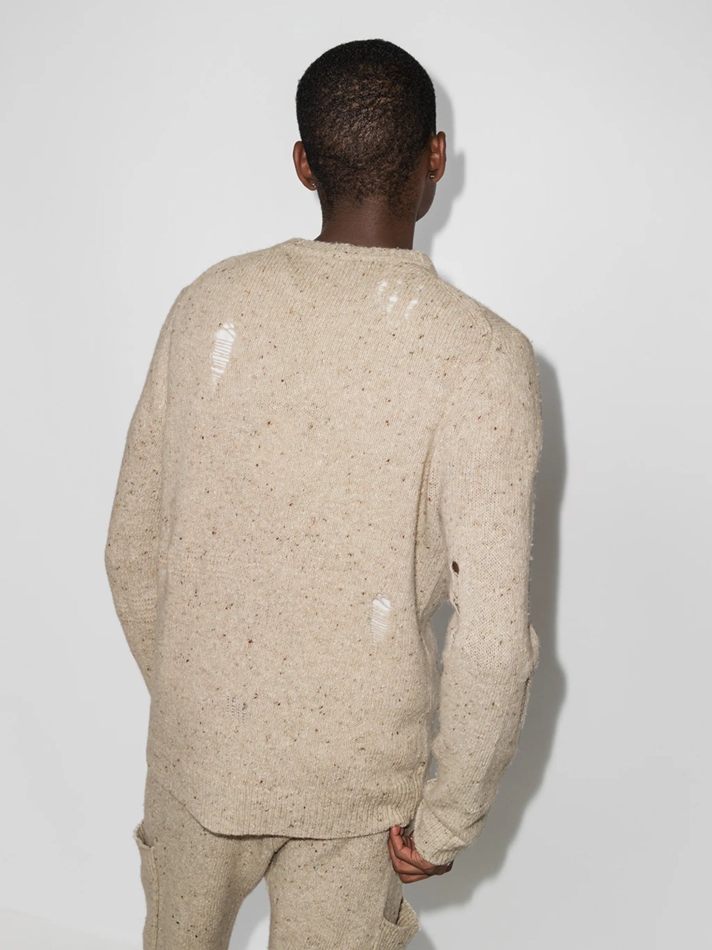 distressed crewneck knitted jumper