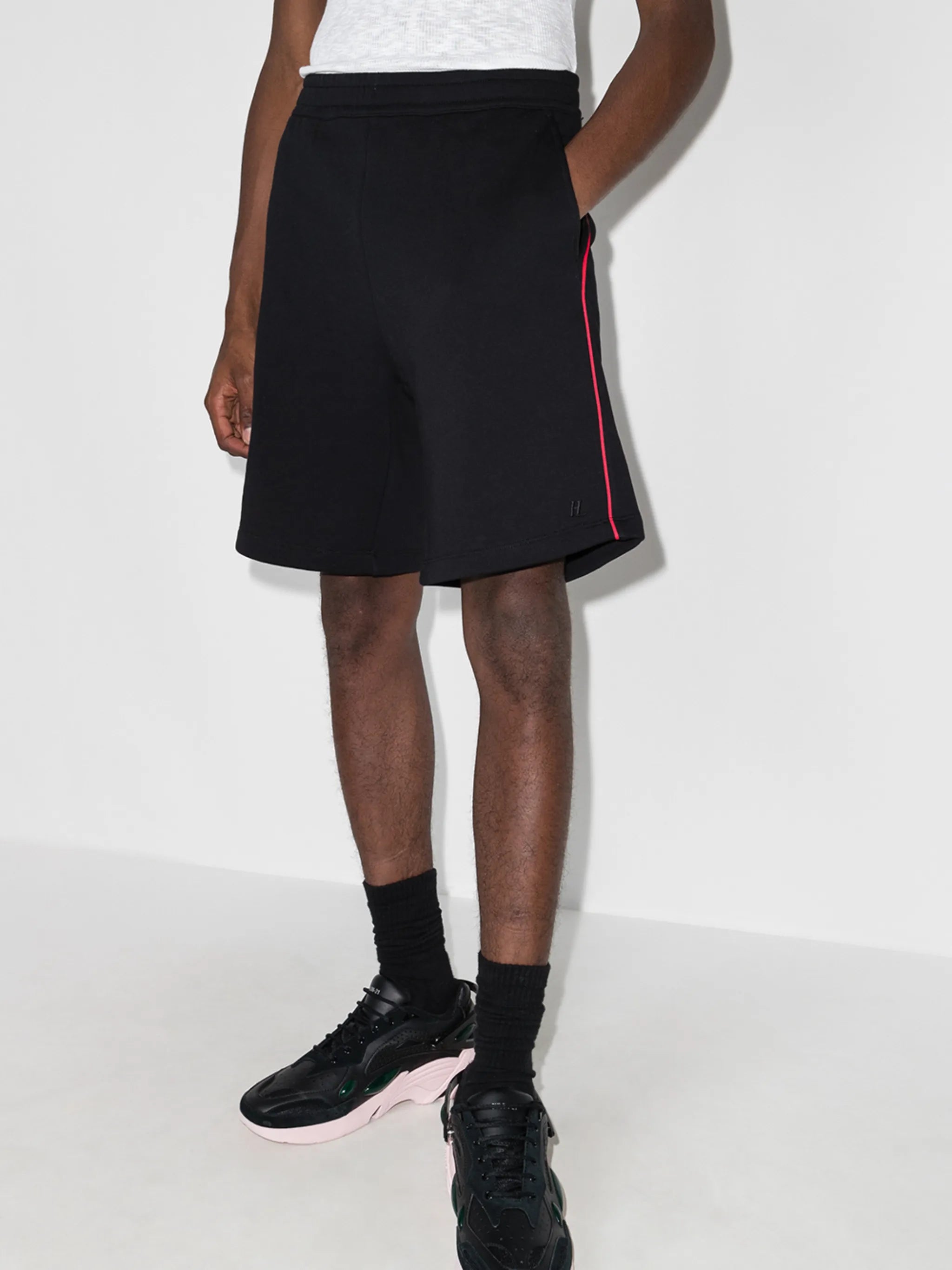 piped trim track shorts