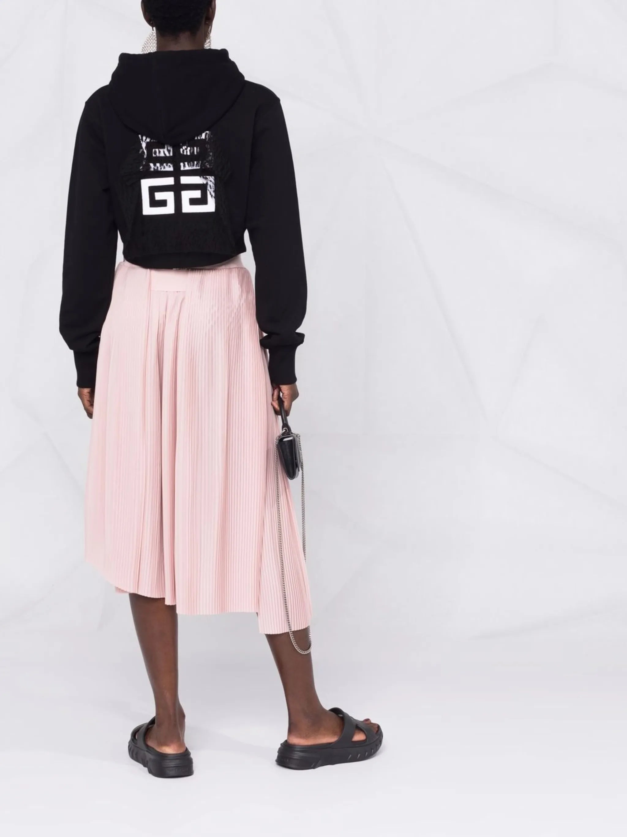 logo lace hooded sweatshirt