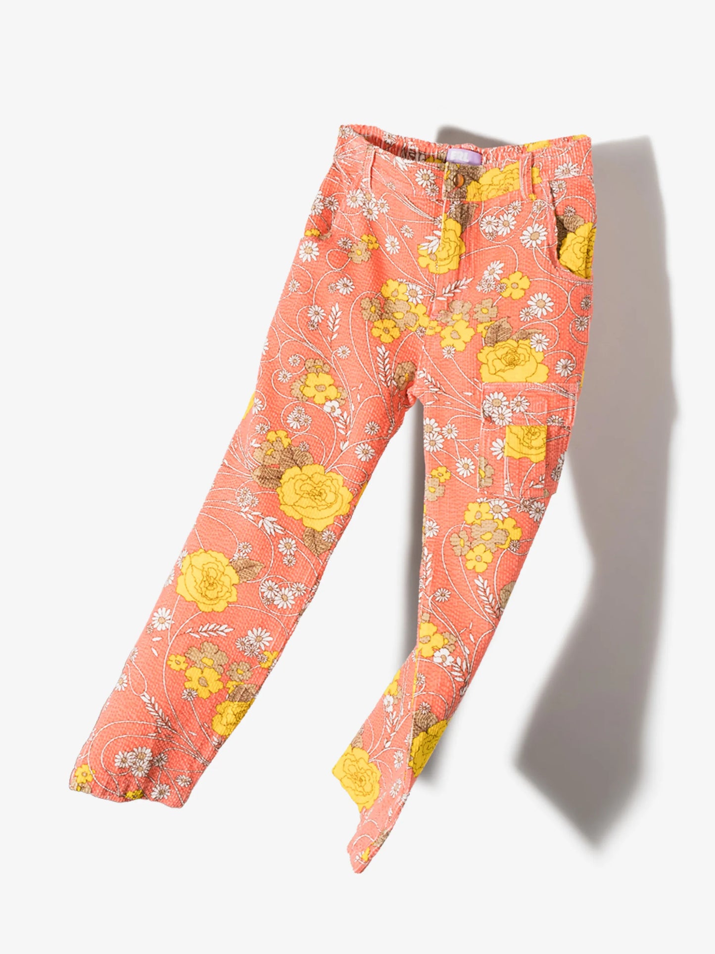 floral-print corduroy trousers
