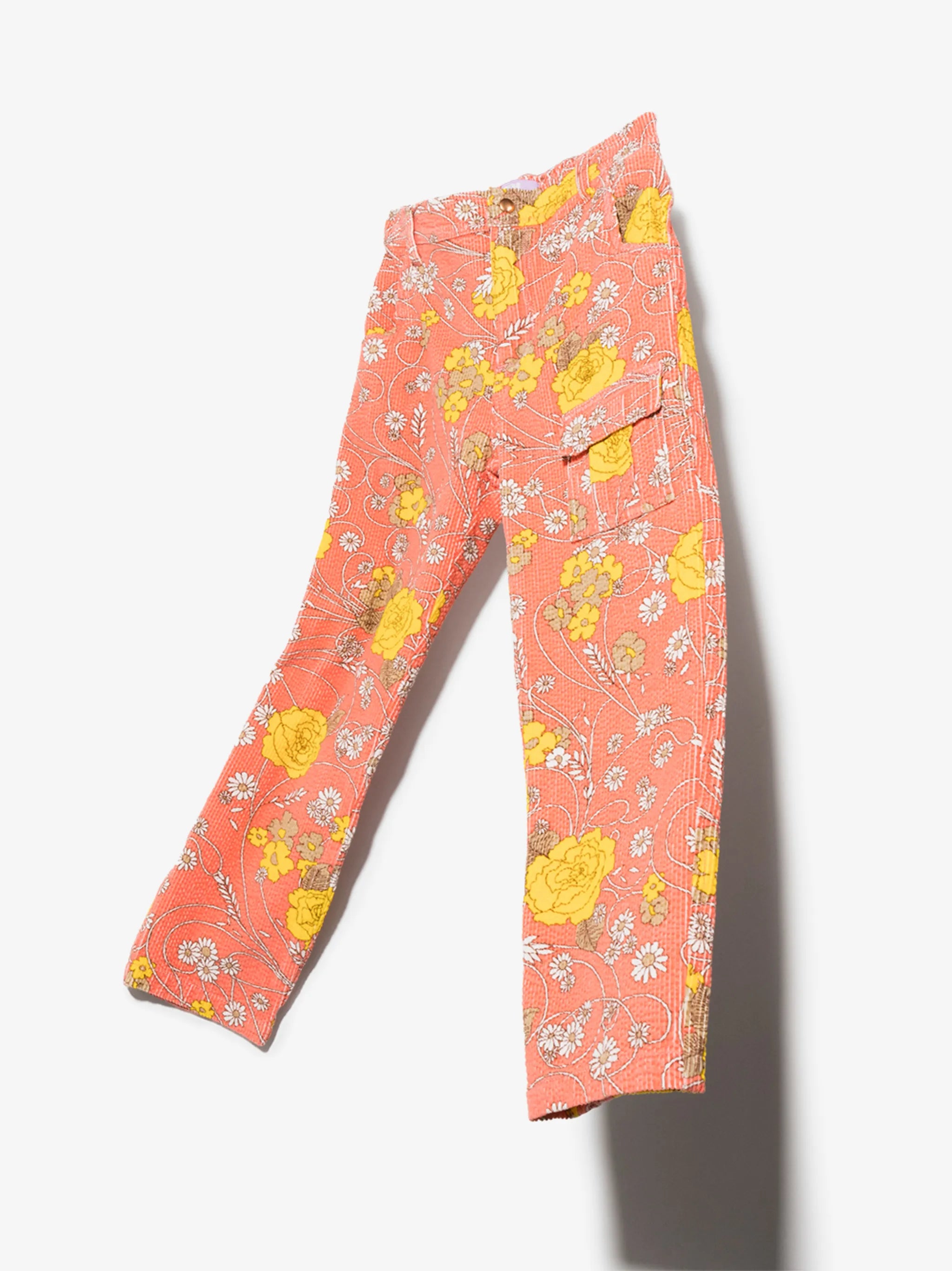 floral-print corduroy trousers