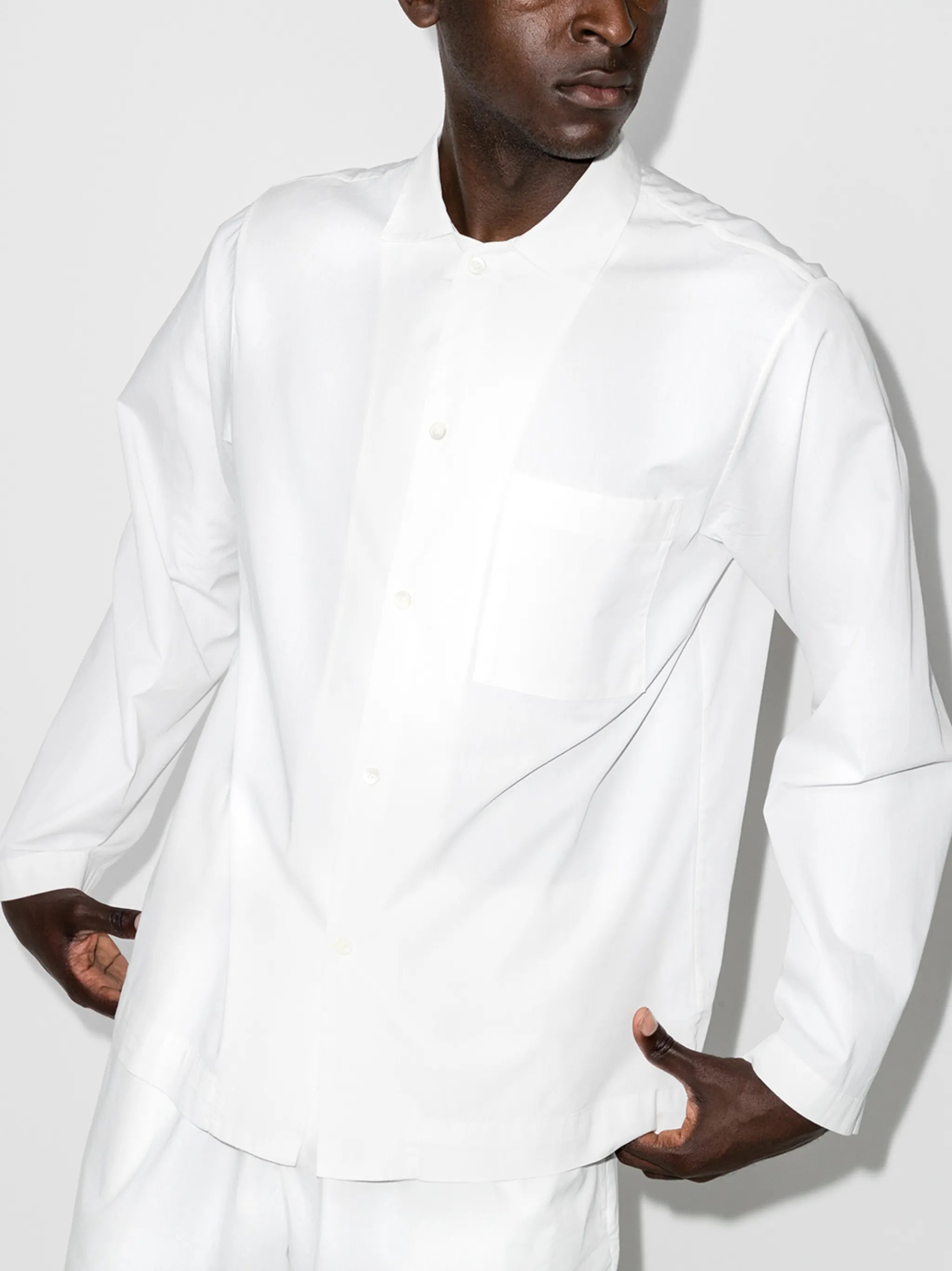 buttoned poplin pajama shirt