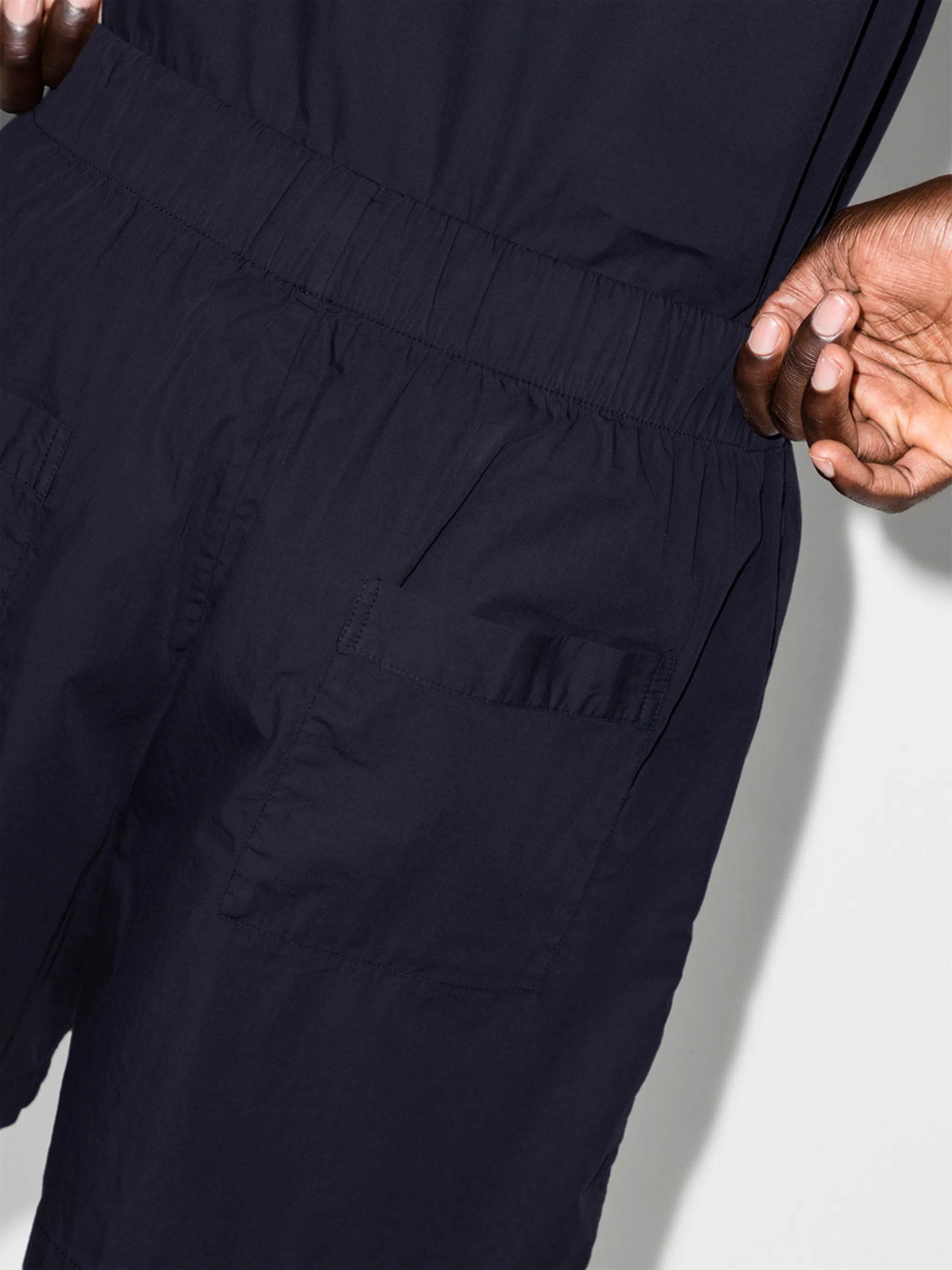 high-waisted drawstring poplin shorts