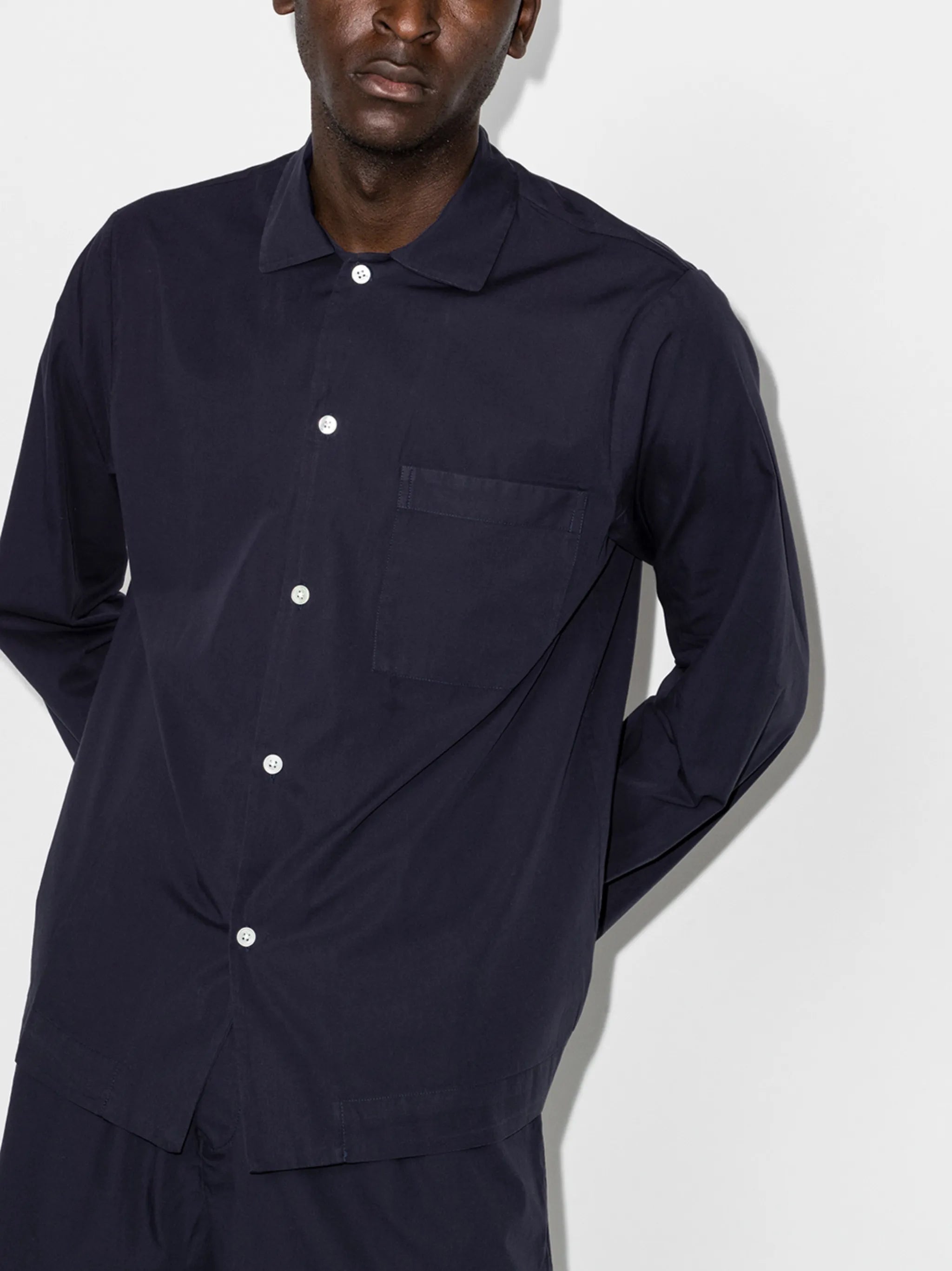 long-sleeve poplin pajama shirt