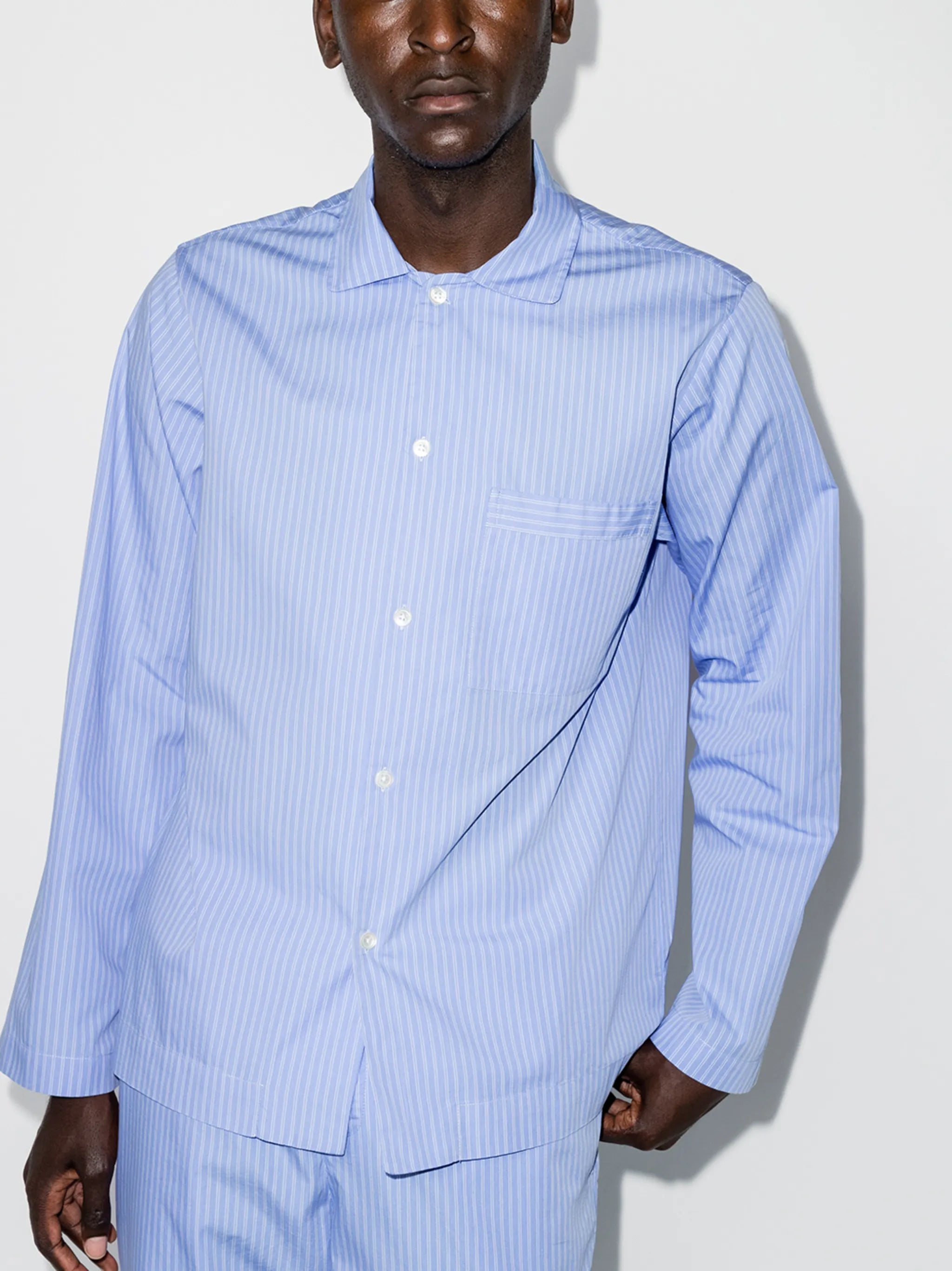 pinstriped poplin pajama shirt