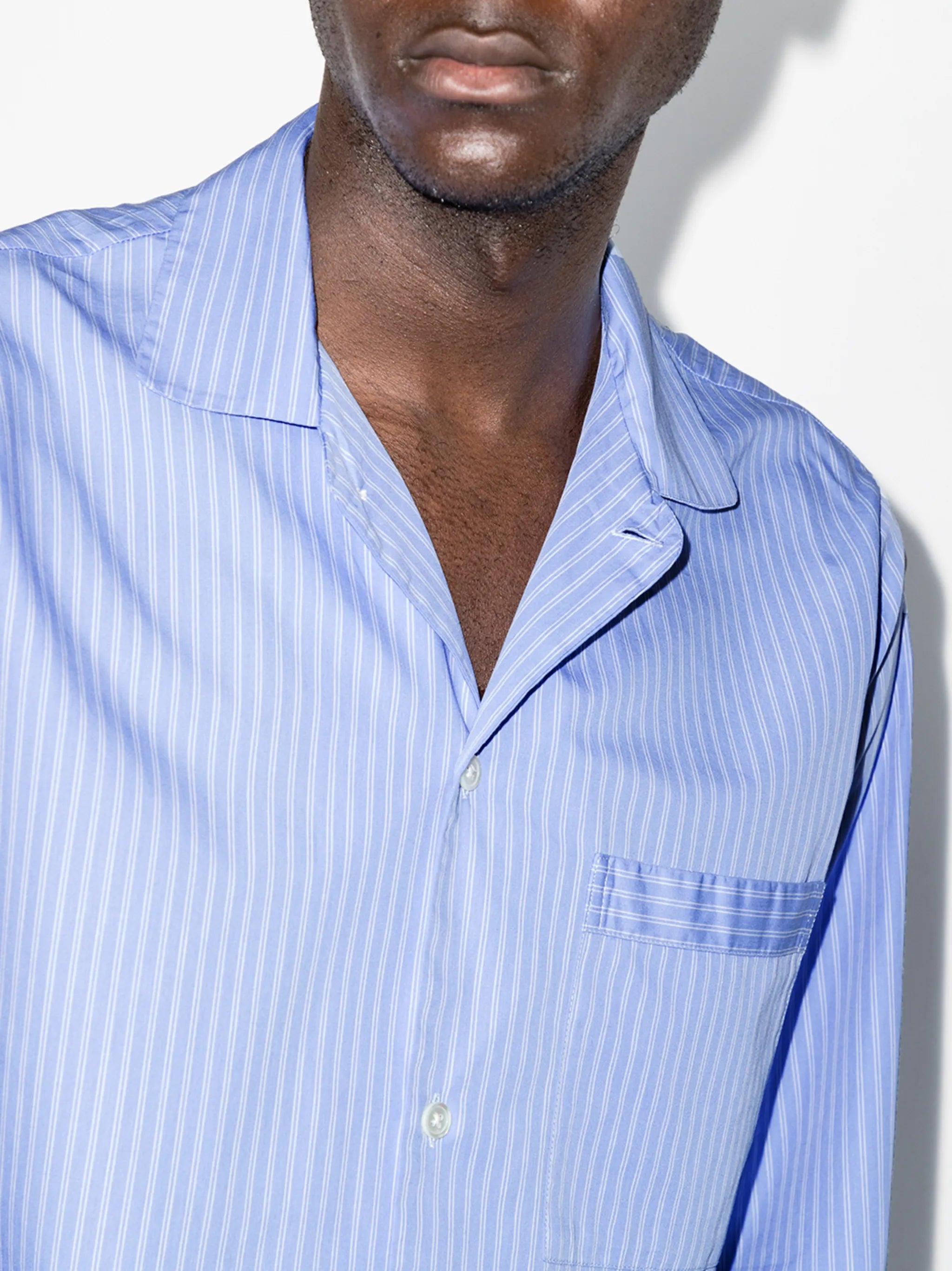 pinstriped poplin pajama shirt
