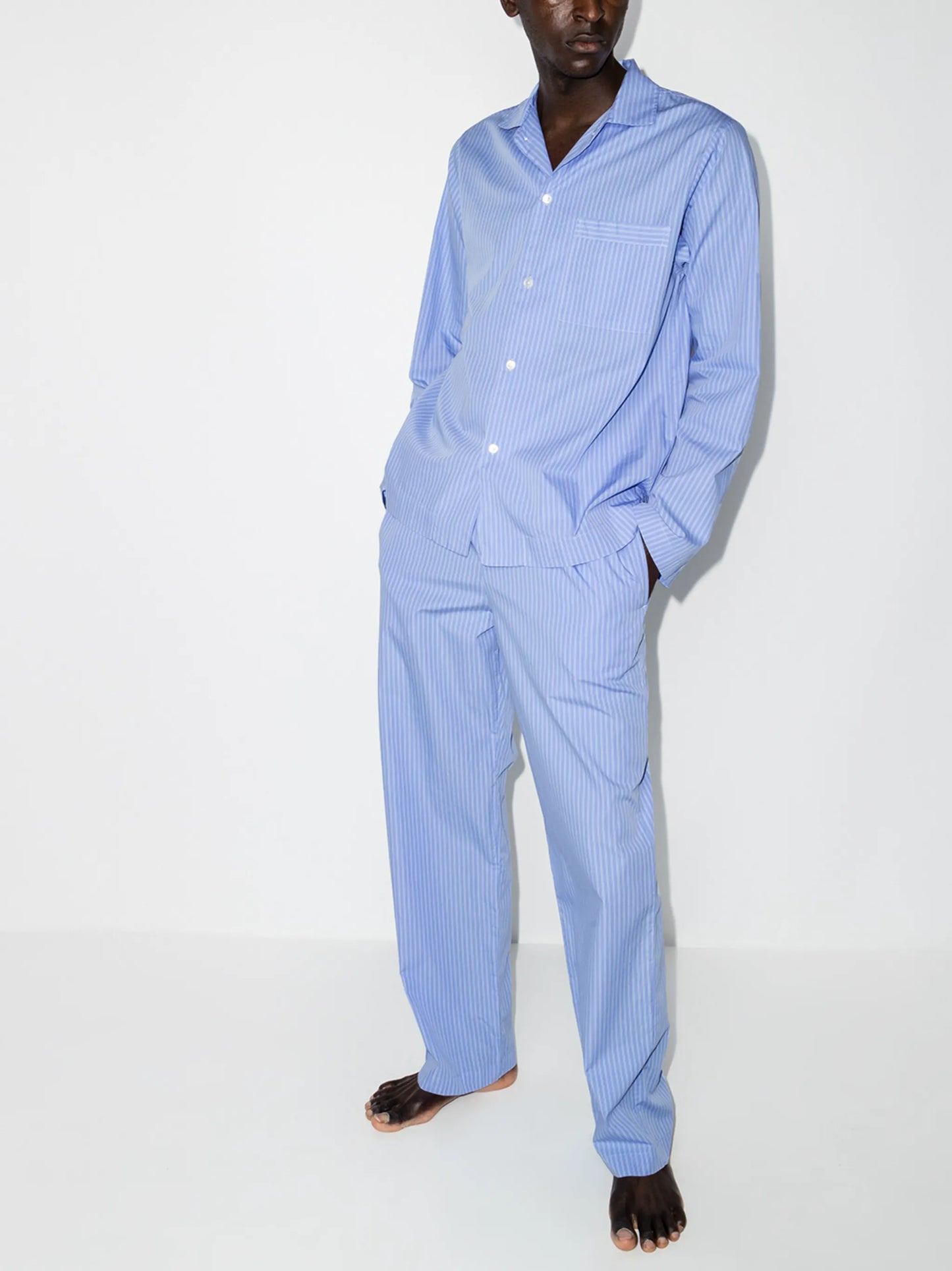 pinstriped poplin pajama shirt