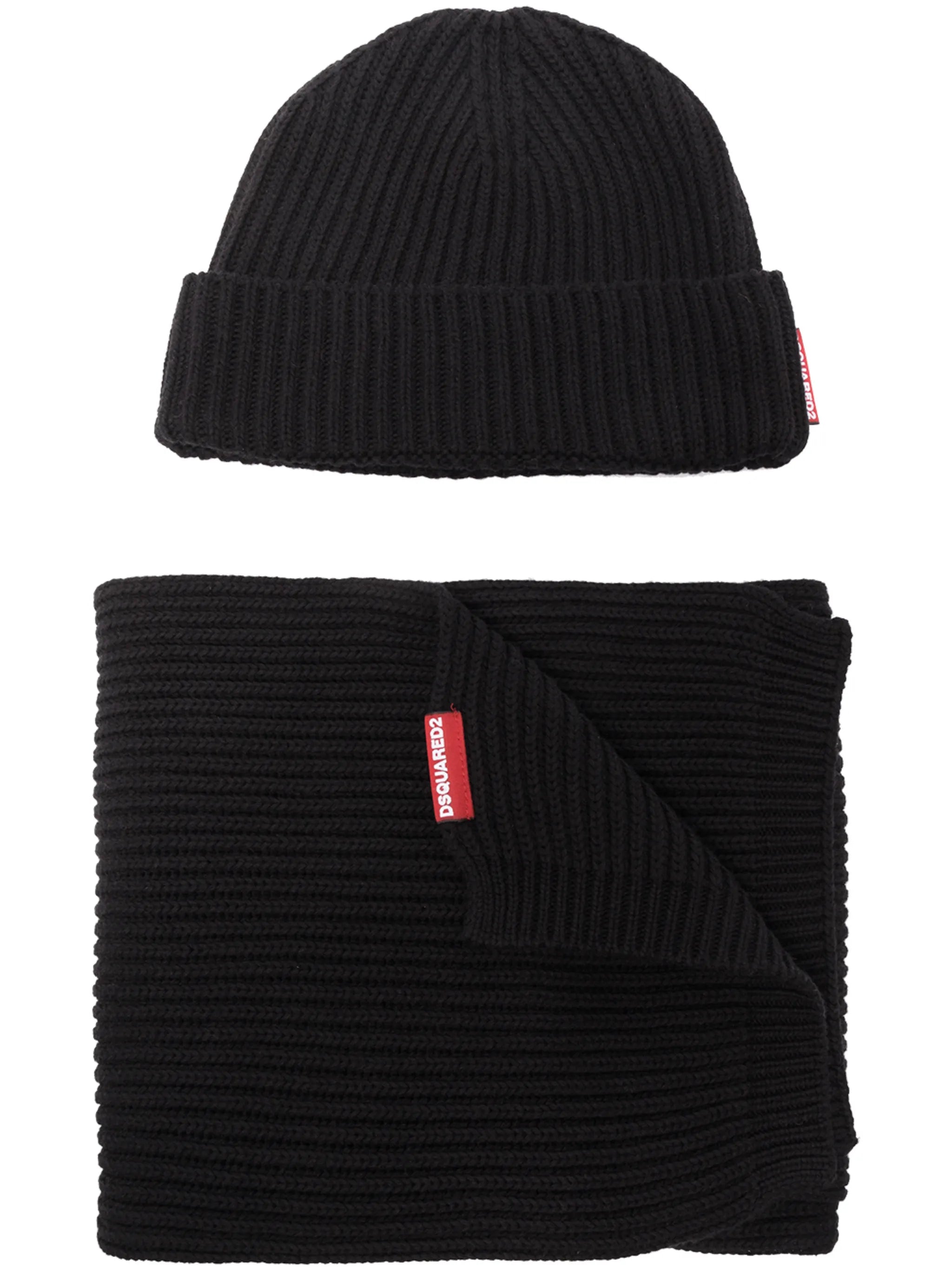 knitted beanie hat and scarf set