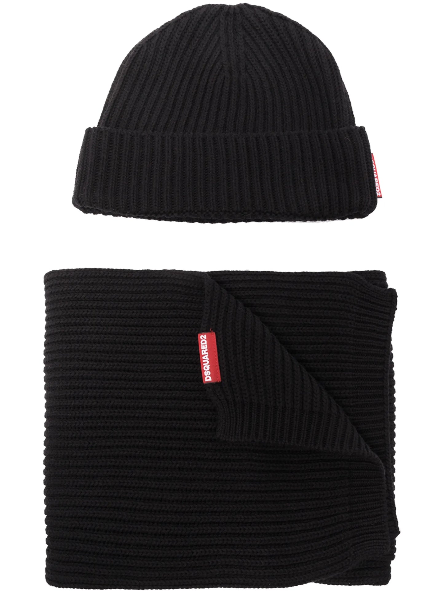 knitted beanie hat and scarf set