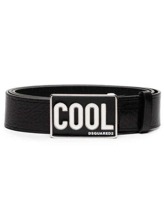 Cool-plaque leather belt