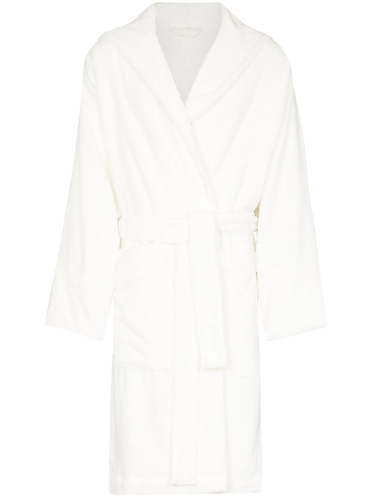 belted hooded bathrobe