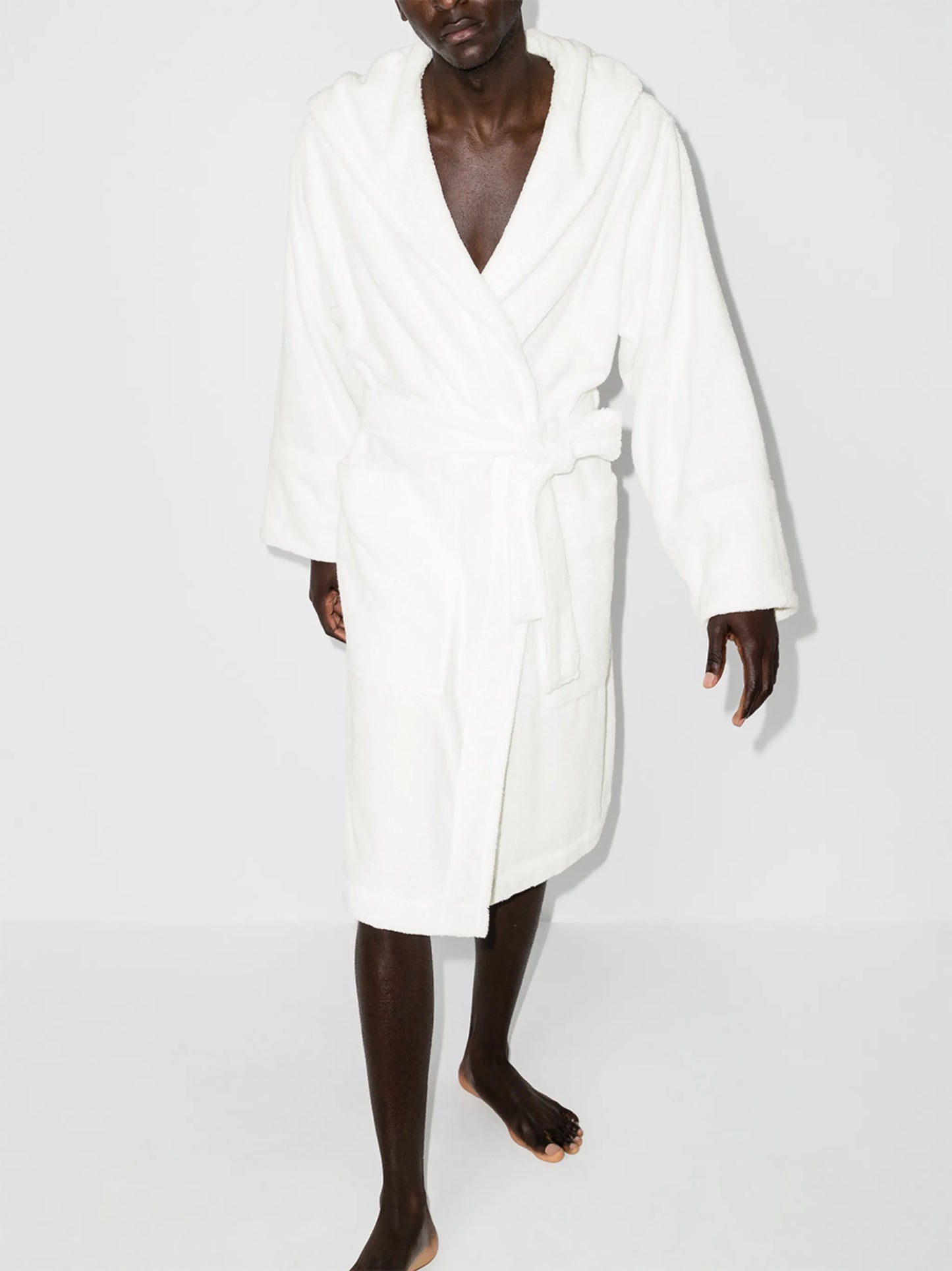 belted hooded bathrobe