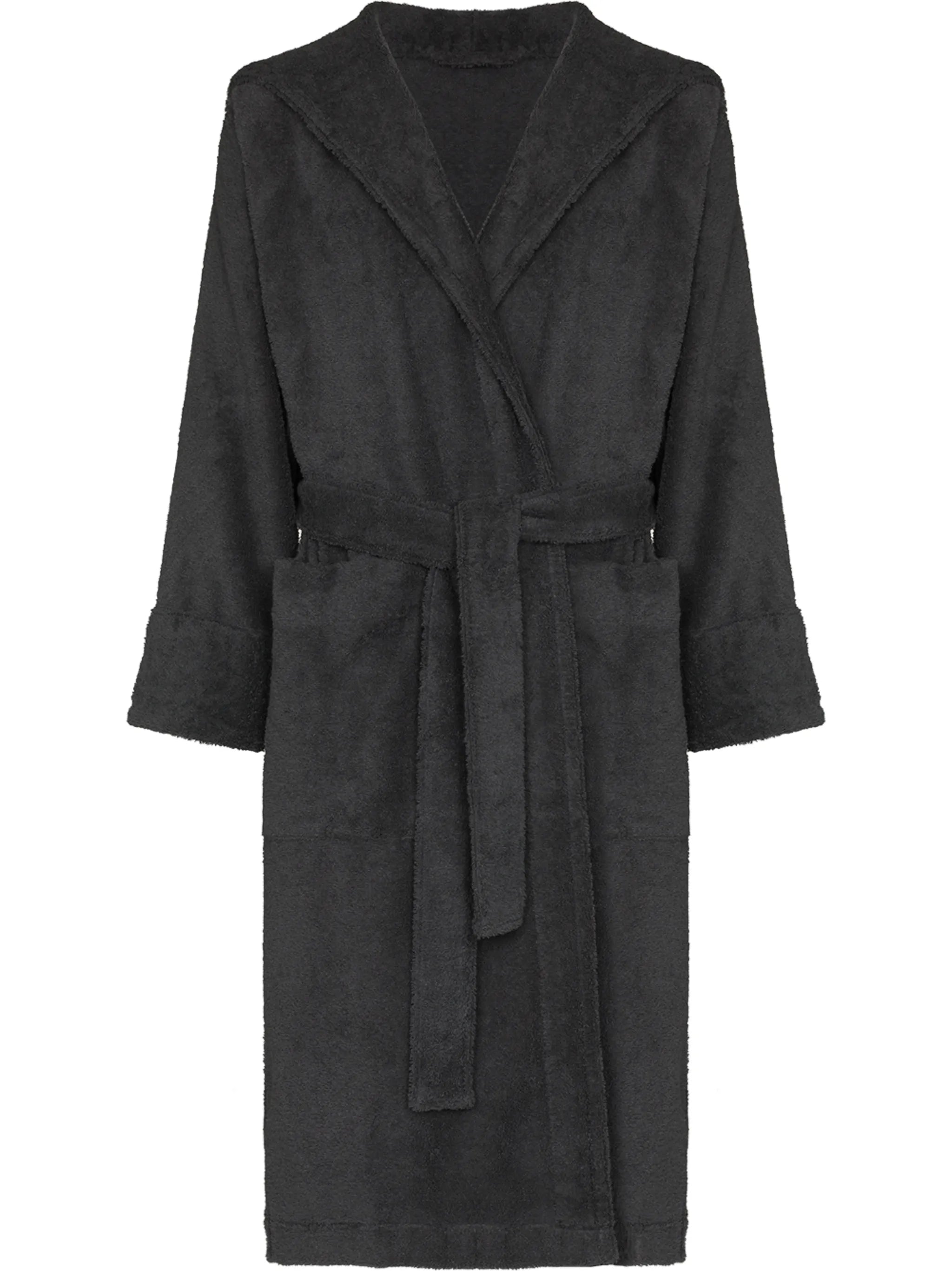belted hooded bathrobe