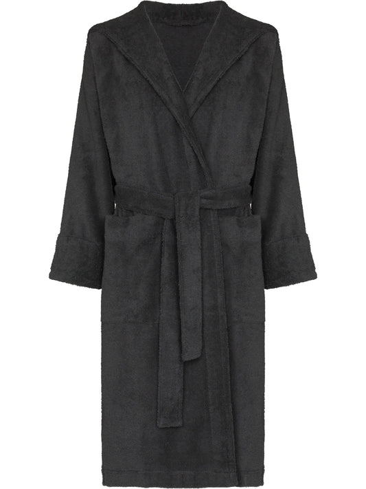 belted hooded bathrobe