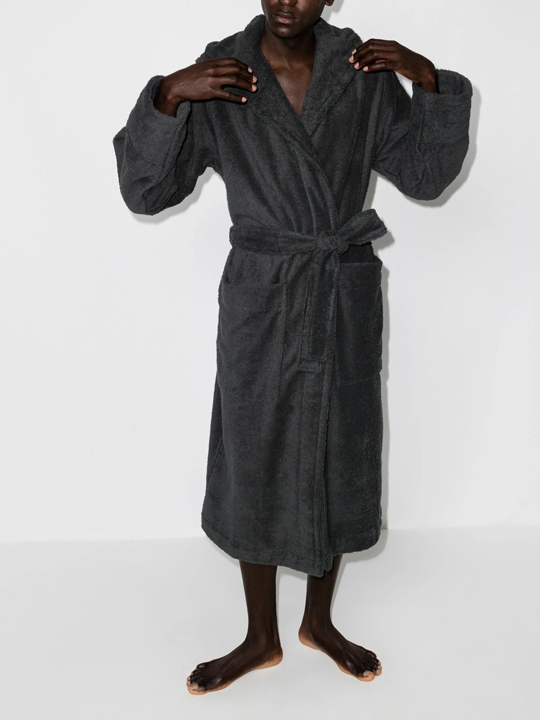 belted hooded bathrobe