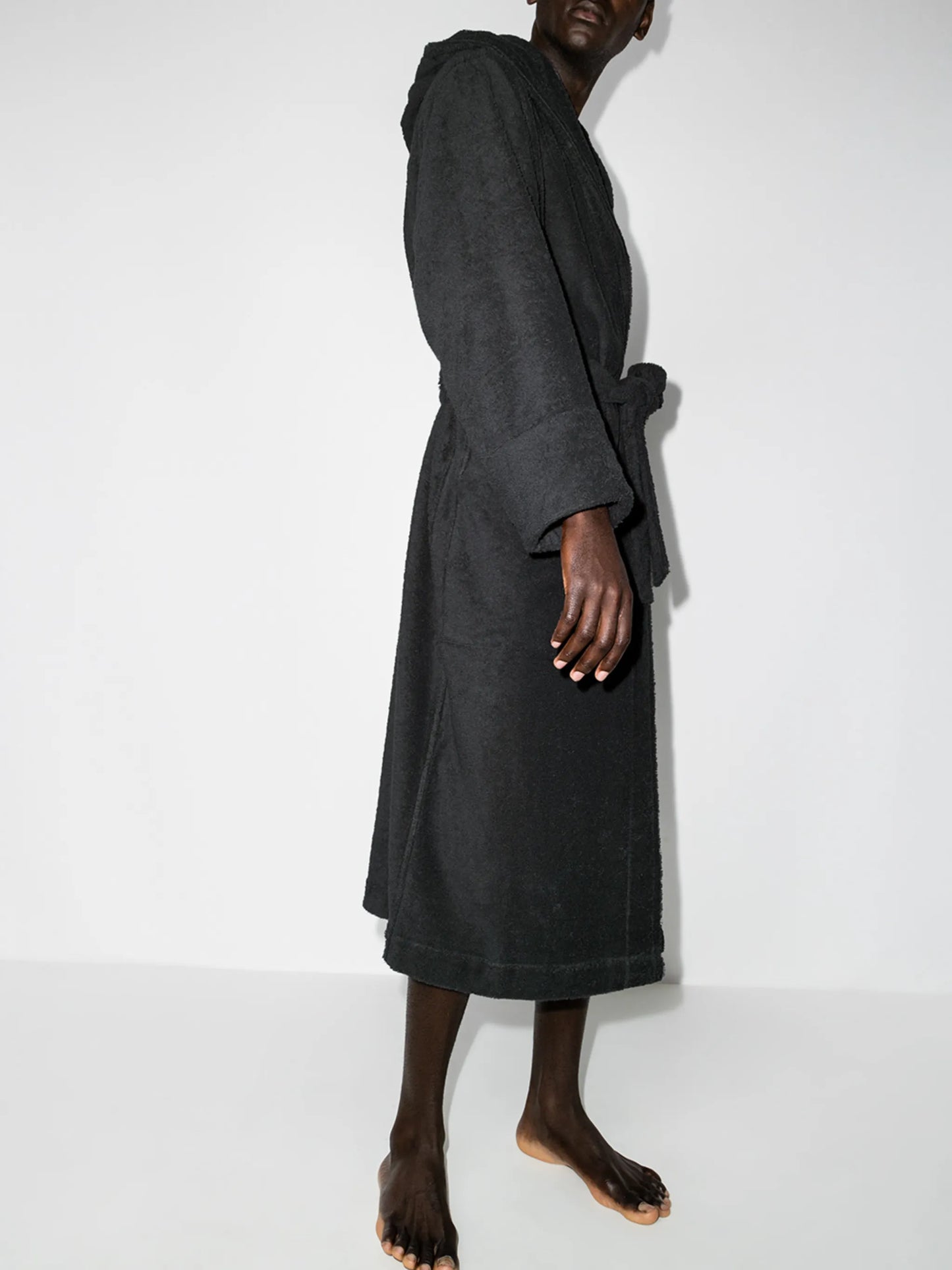 belted hooded bathrobe