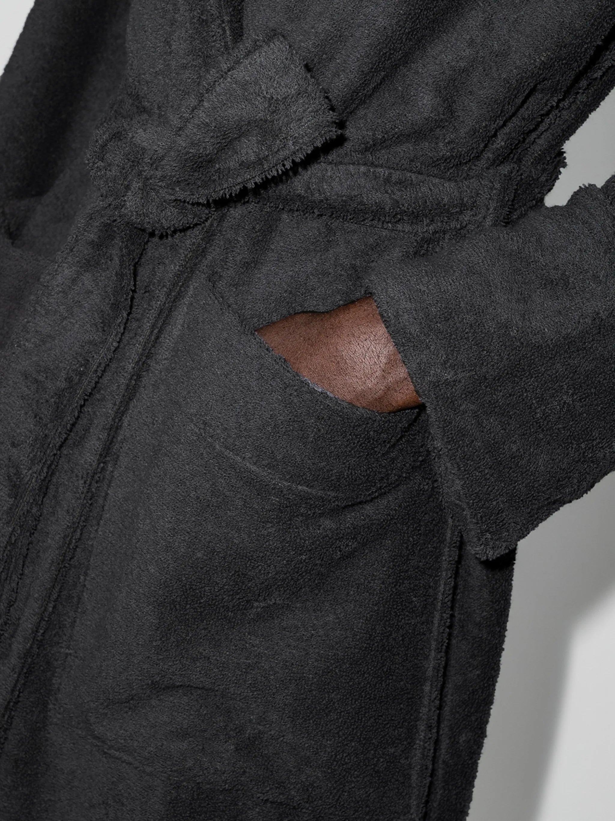 belted hooded bathrobe