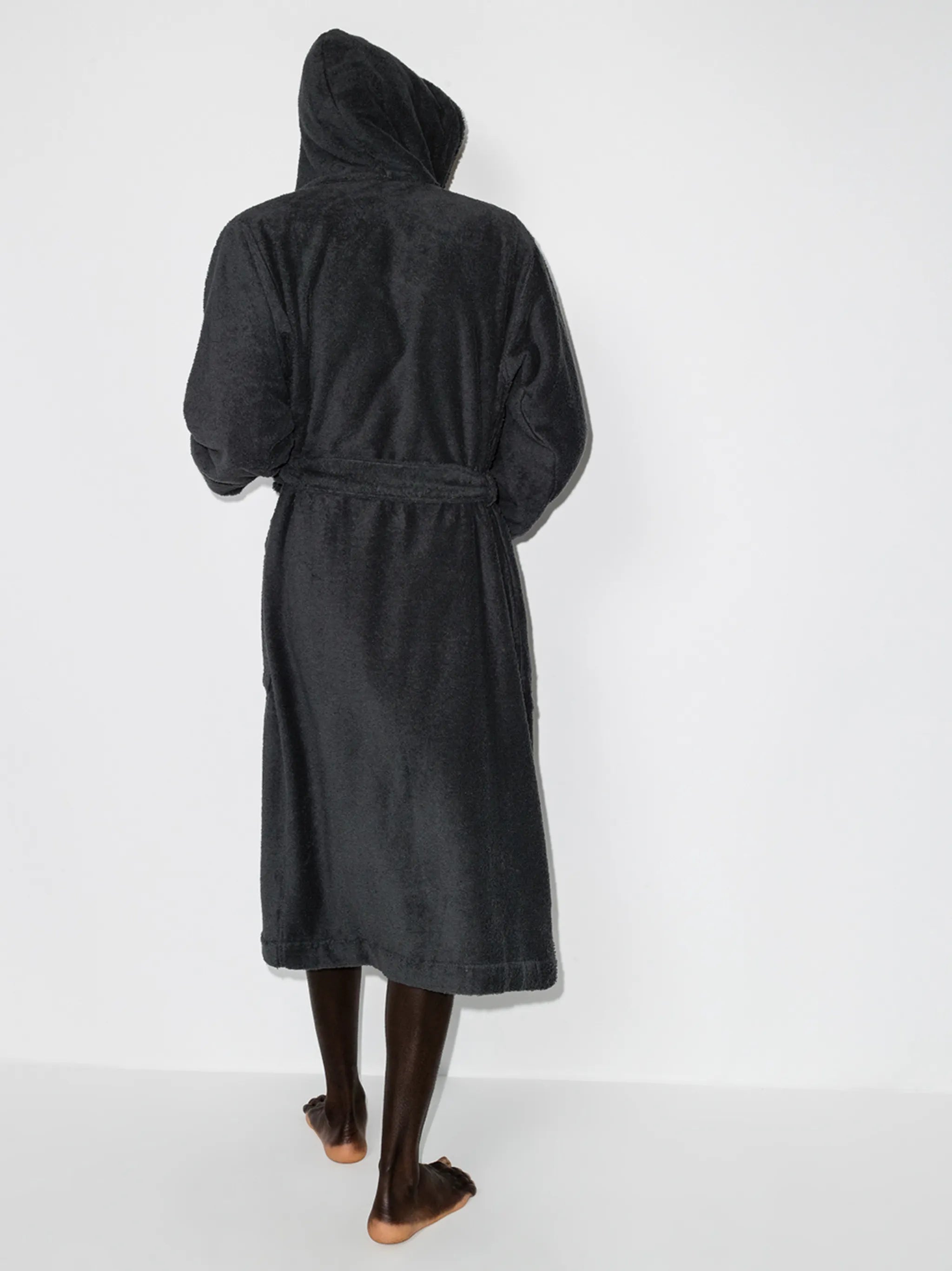 belted hooded bathrobe