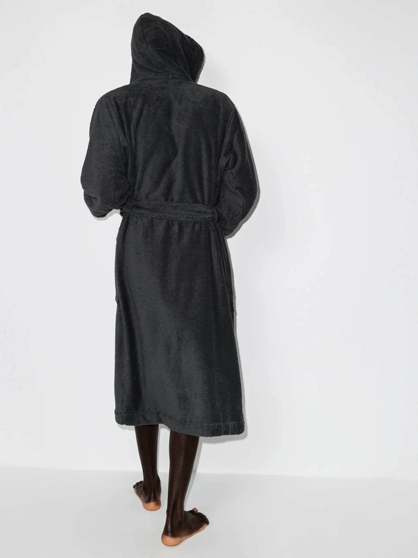 belted hooded bathrobe