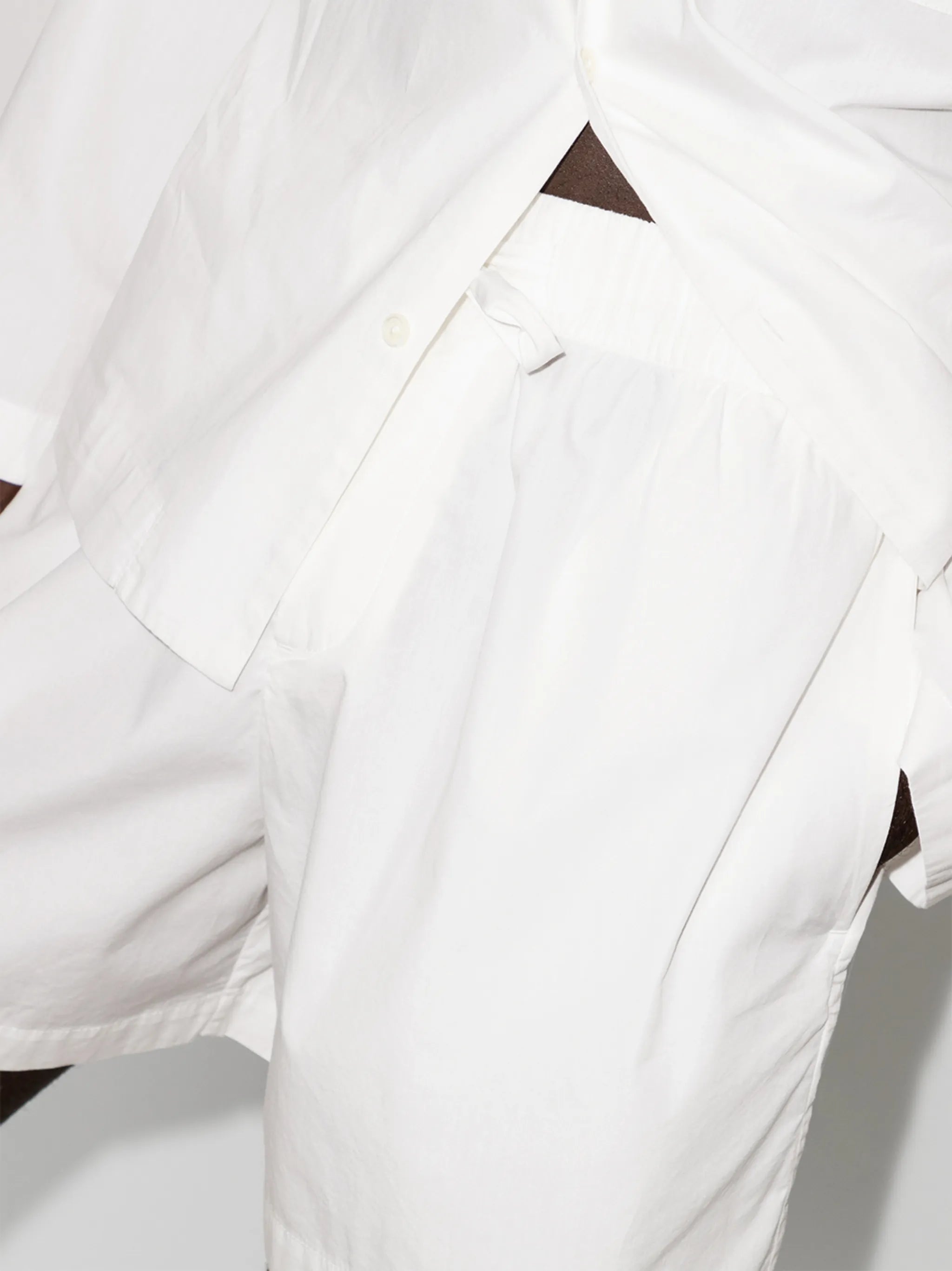 high-waisted drawstring poplin shorts