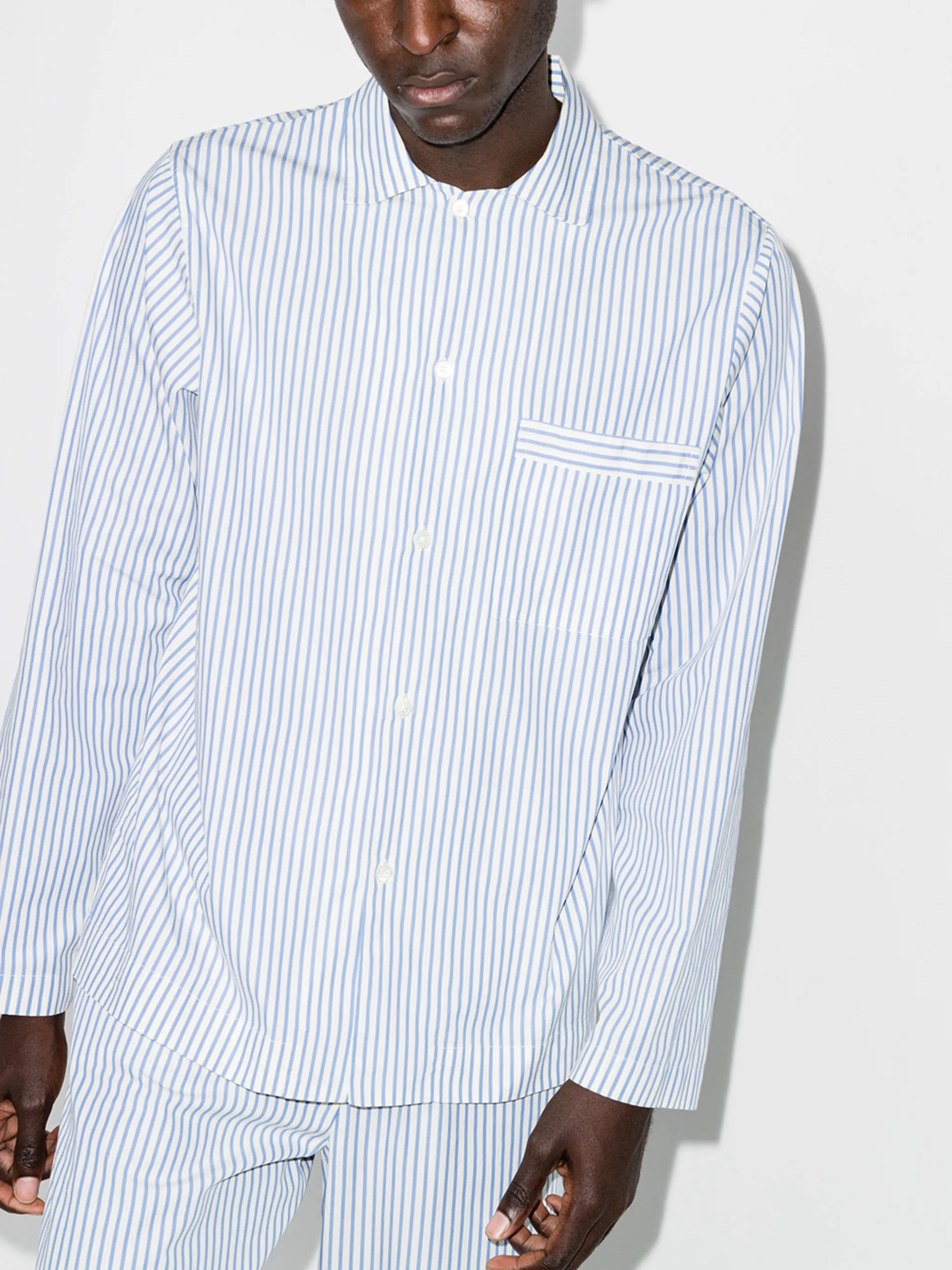 striped poplin pajama shirt