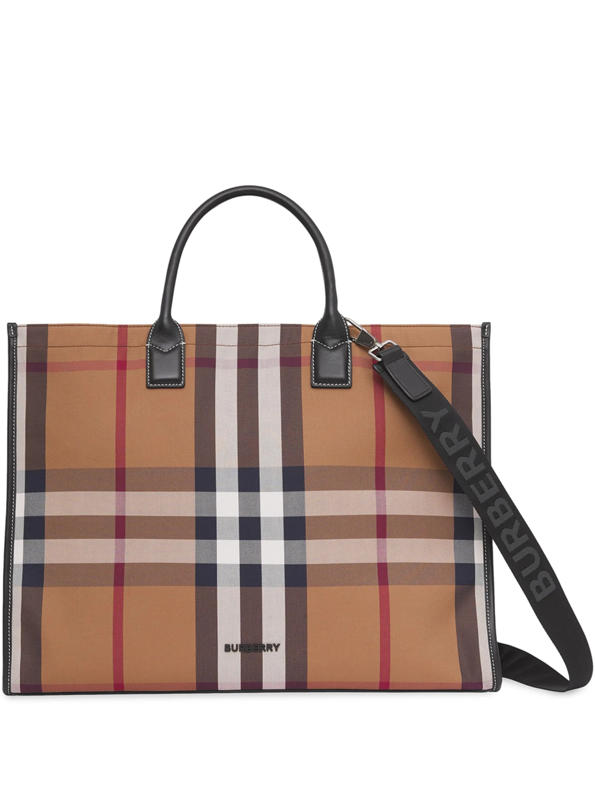 check-print tote bag
