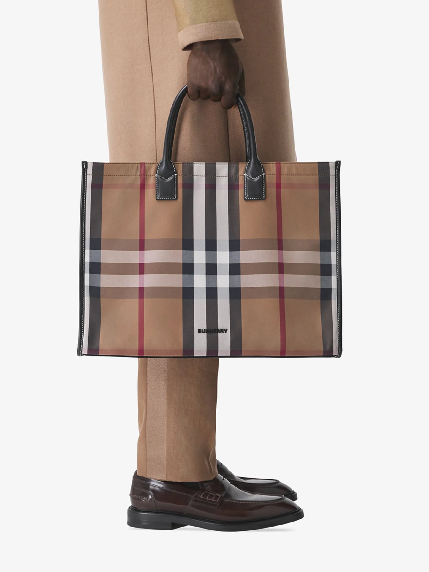 check-print tote bag