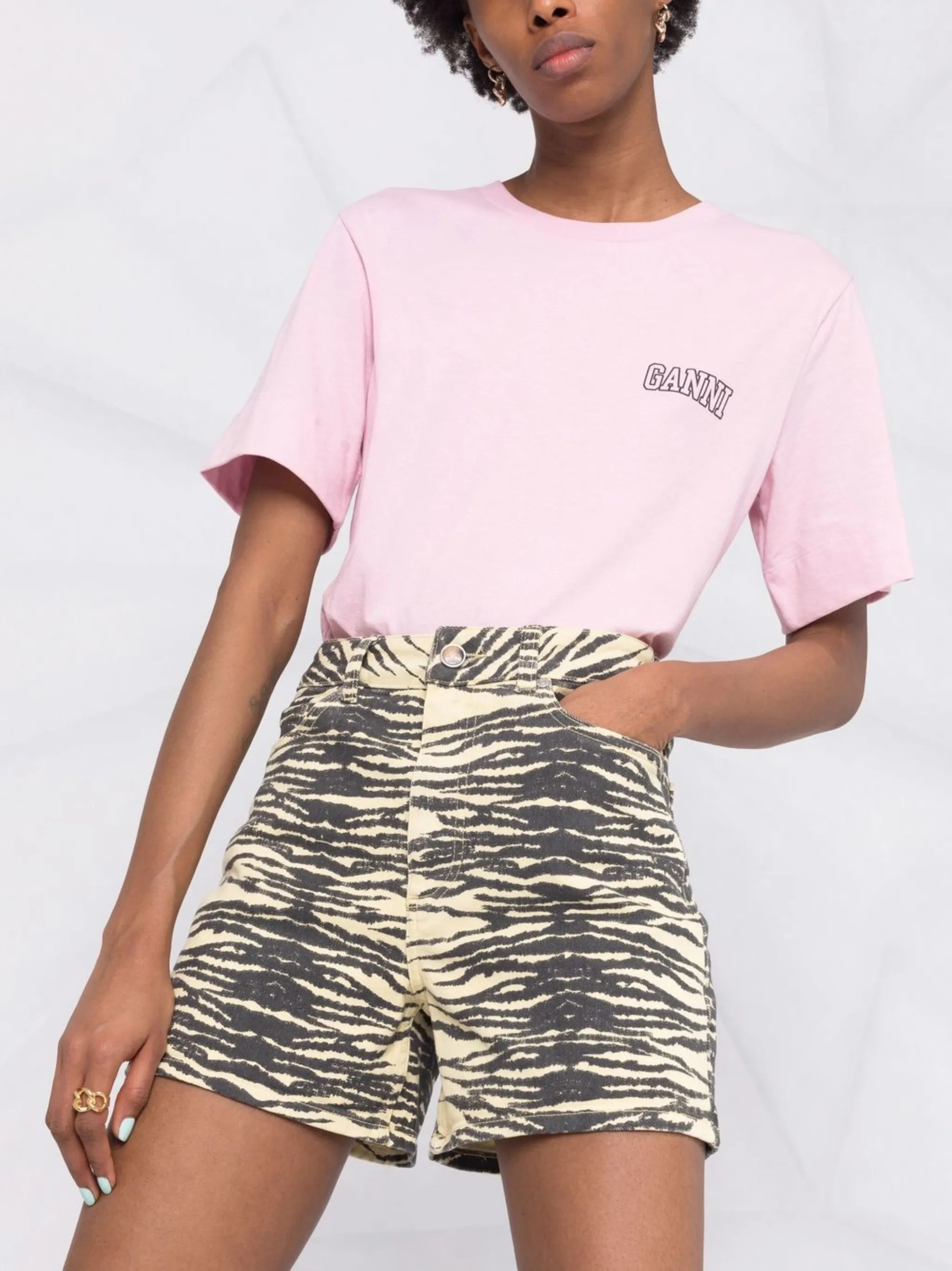 organic cotton-blend denim shorts