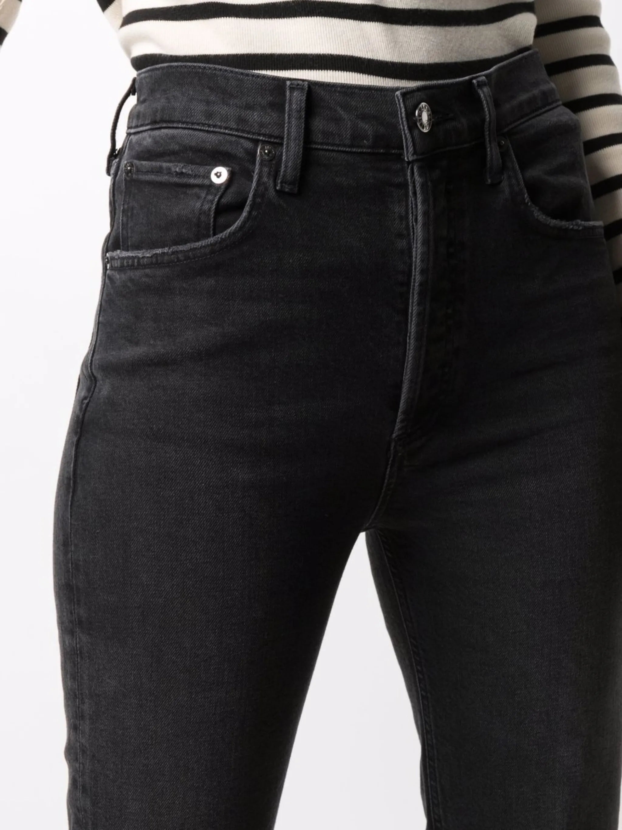 high-waisted straight-leg jeans