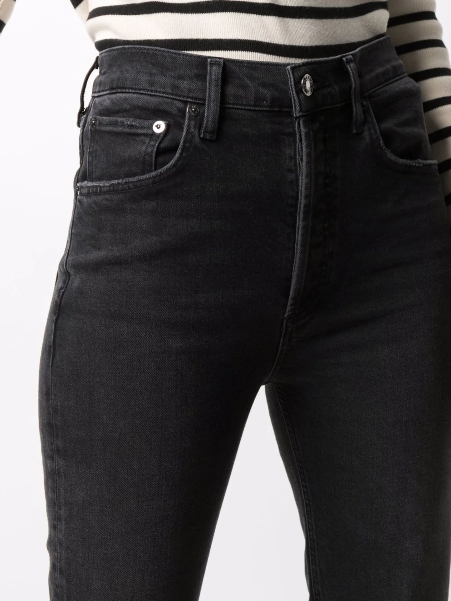 high-waisted straight-leg jeans