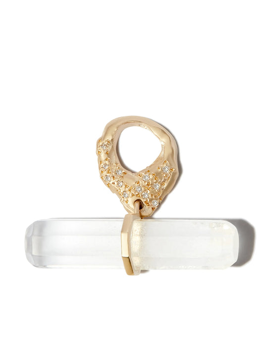 9kt yellow gold Iman diamond crystal pendant
